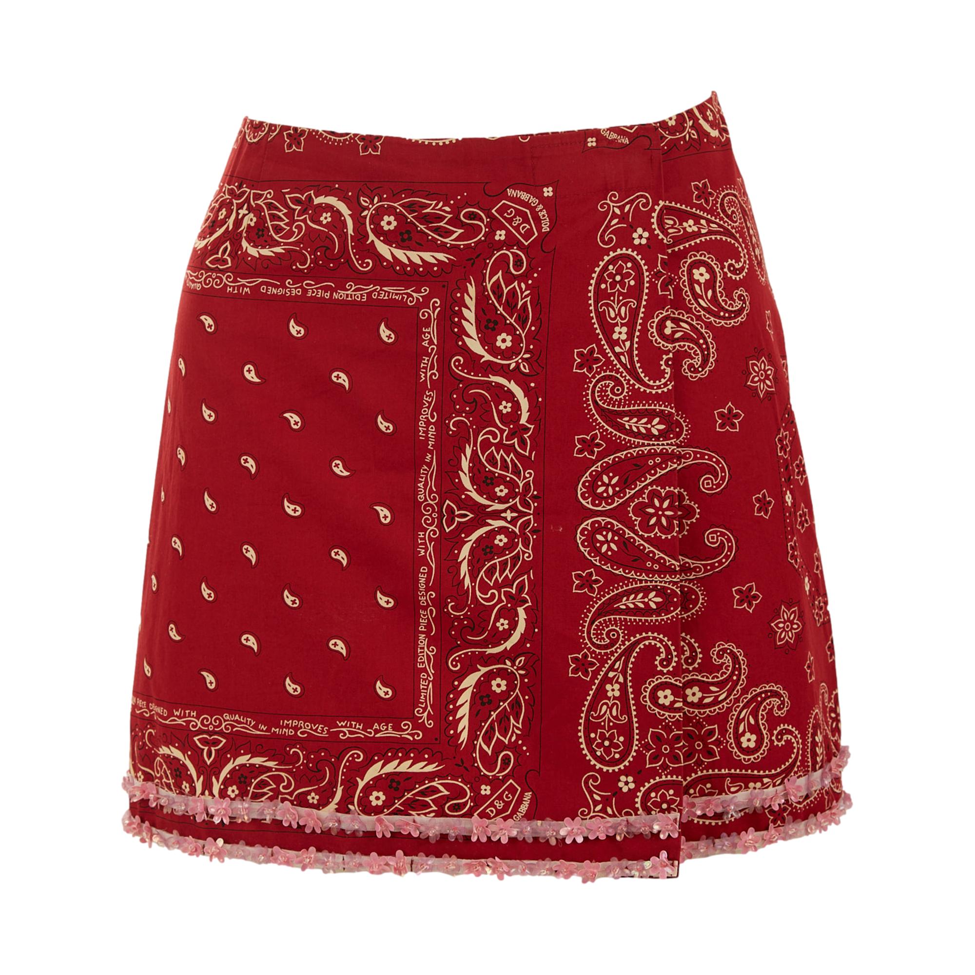 Dolce & Gabbana Red Bandana Print Skirt
