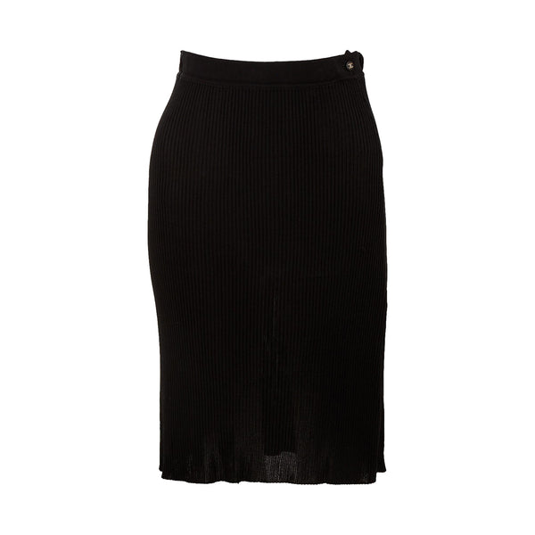 Chanel Black Ribbed Skirt