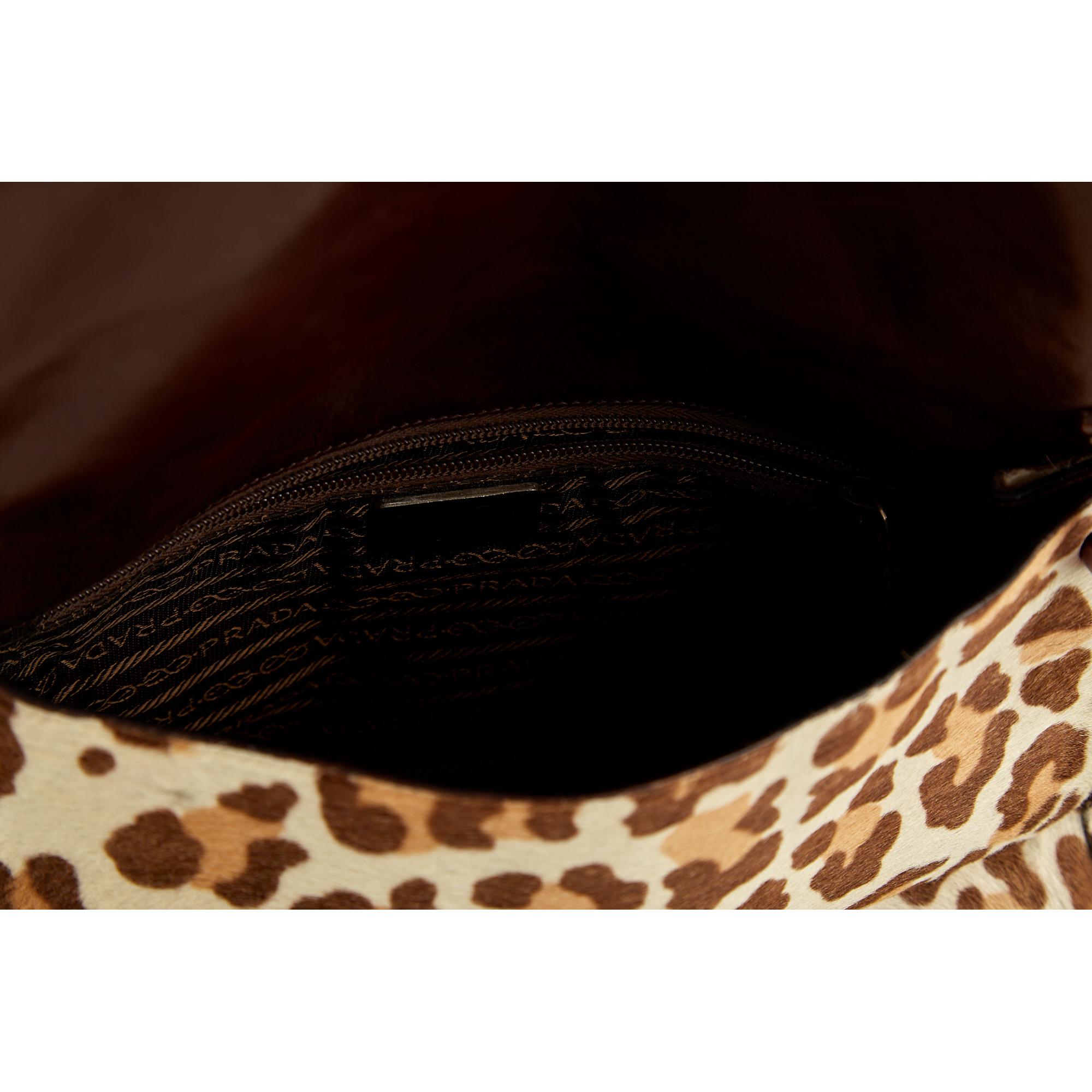 Prada Leopard Print Calf Hair Shoulder Bag