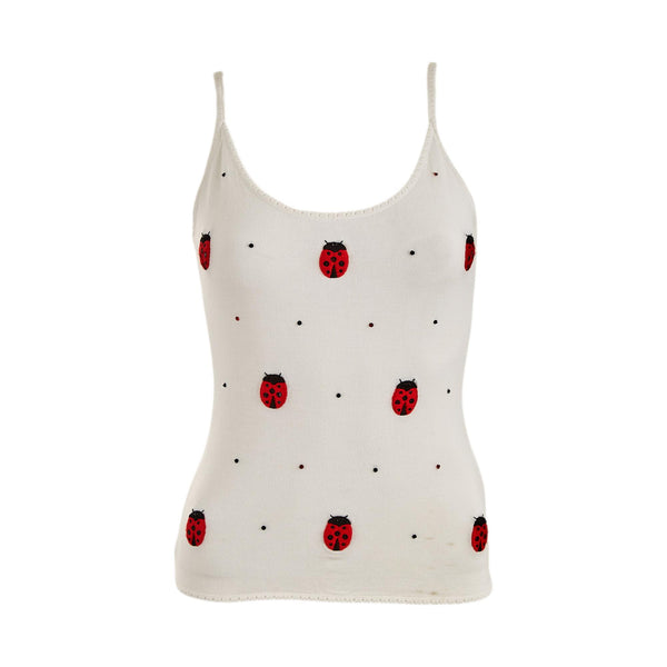 Galliano White Lady Bug Print Tank