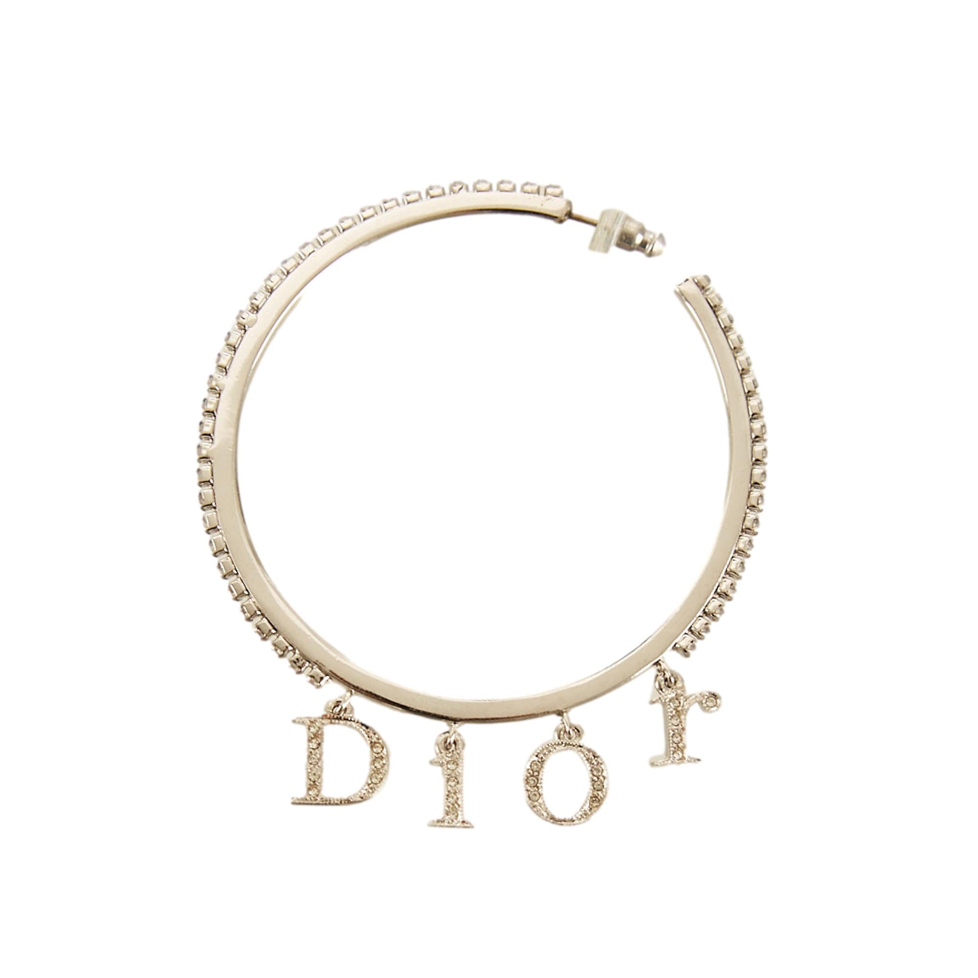 Dior Silver Logo Charm Earring