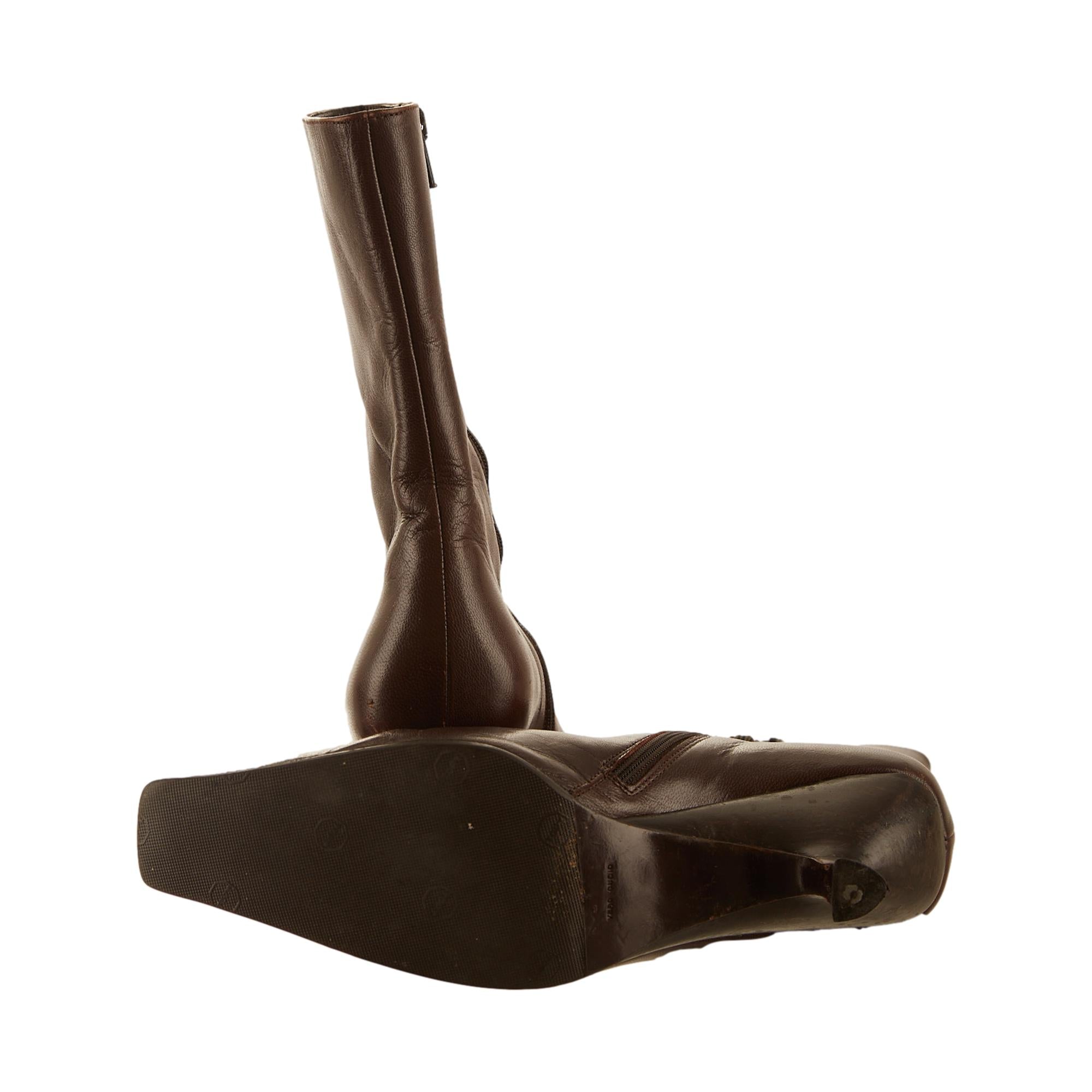 Miu Miu Brown Leather Boots – Treasures of NYC