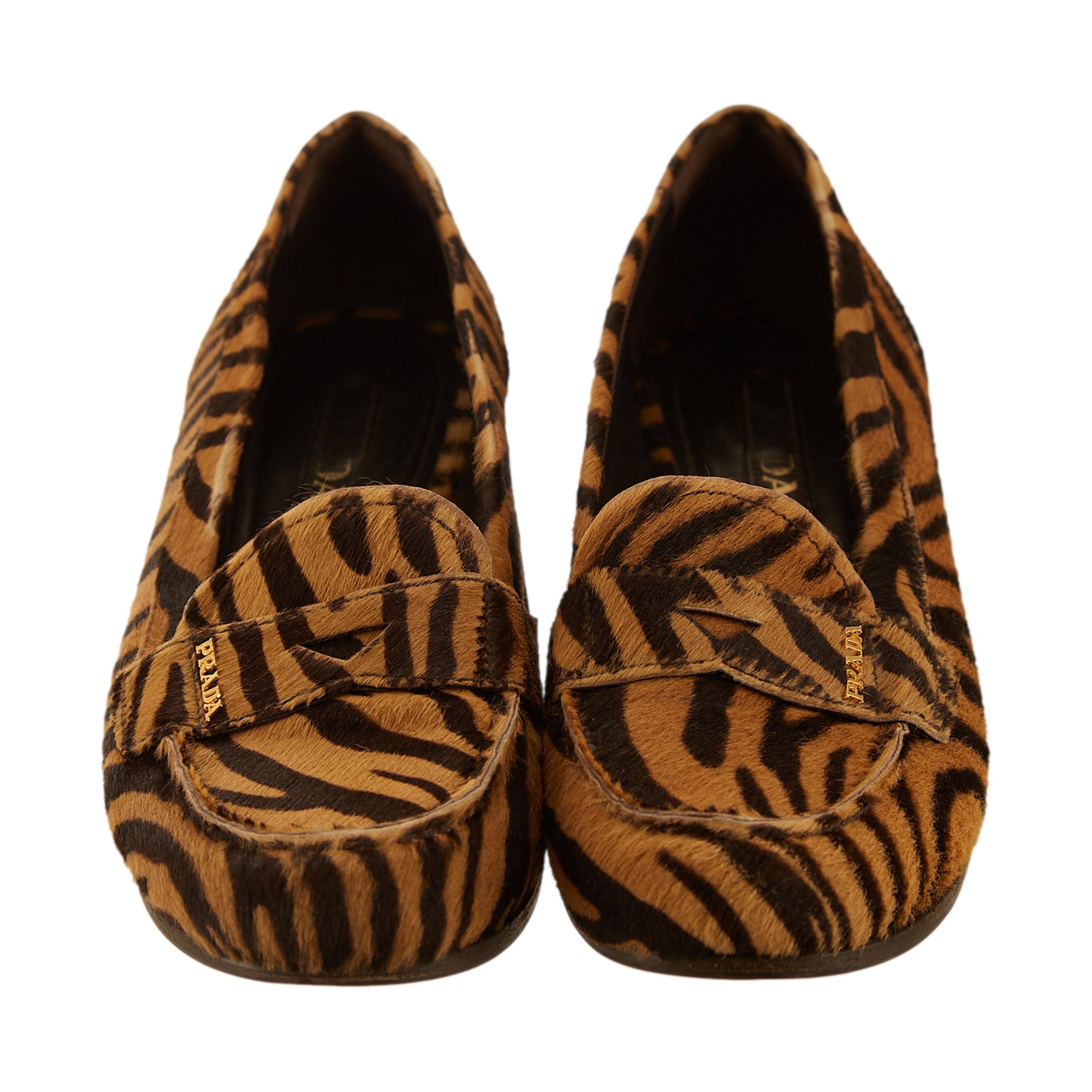 Prada Cheetah Print Calf Hair Loafers
