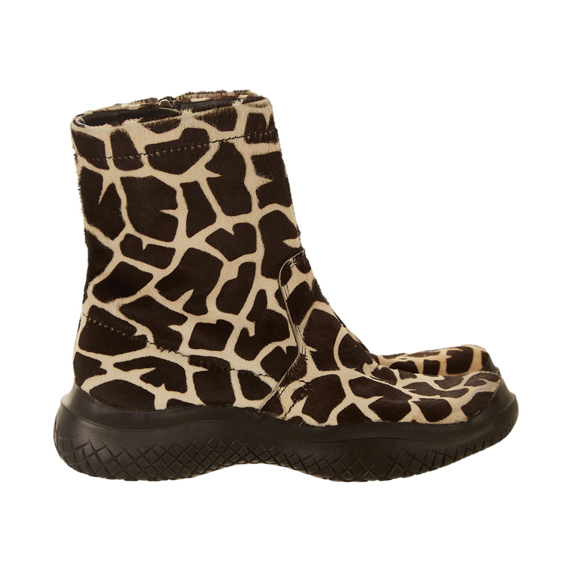 Prada Giraffe Print Calf Hair Boots