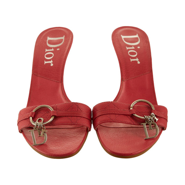 Dior Pink Logo Charm Kitten Heels