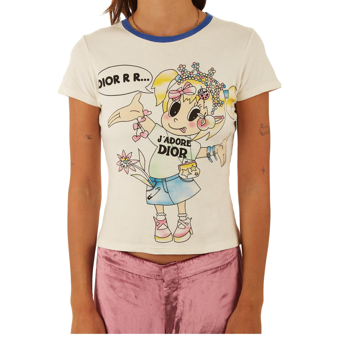 Dior White Cartoon Logo Top – Treasures of NYC