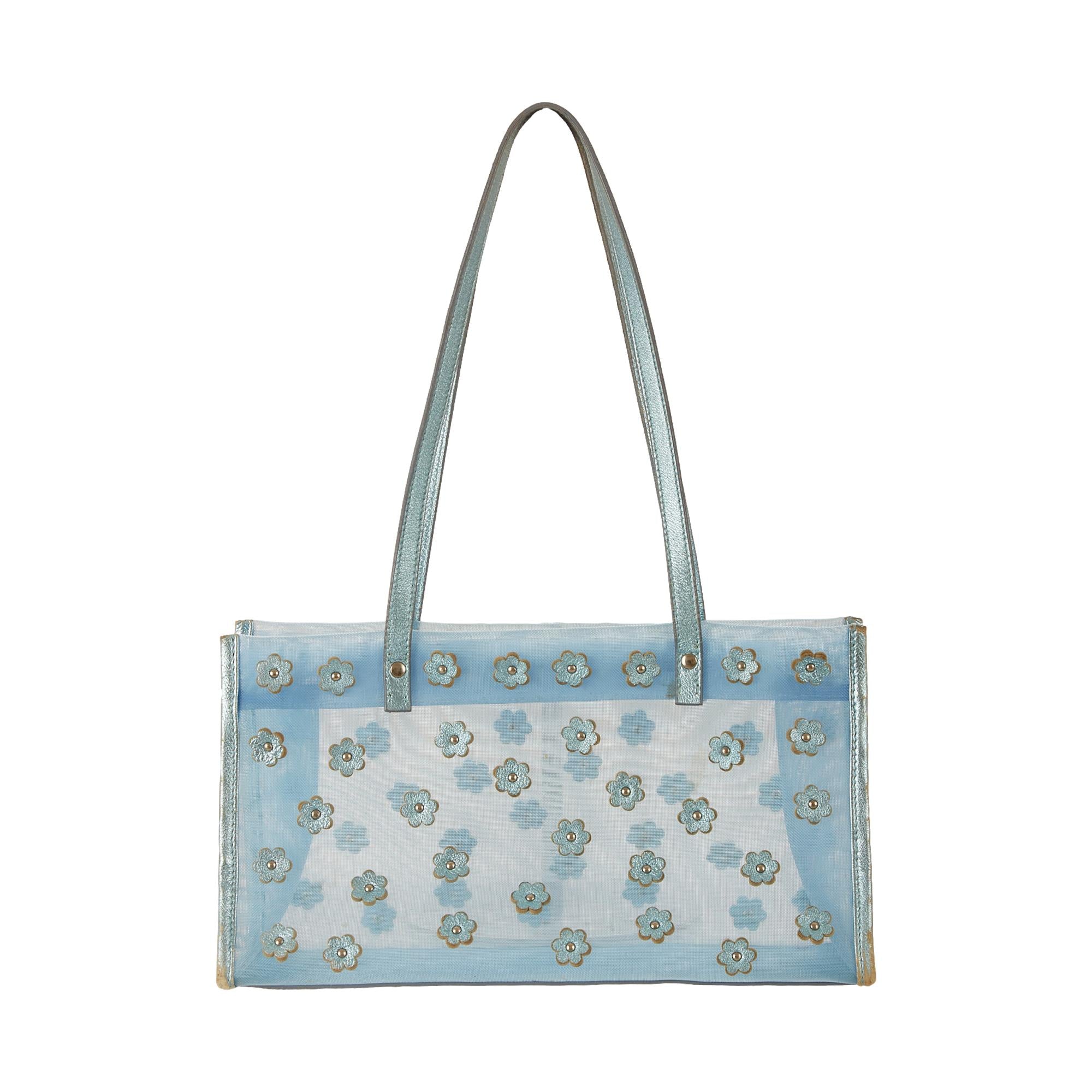 Miu Miu Blue Mesh Flower Shoulder Bag
