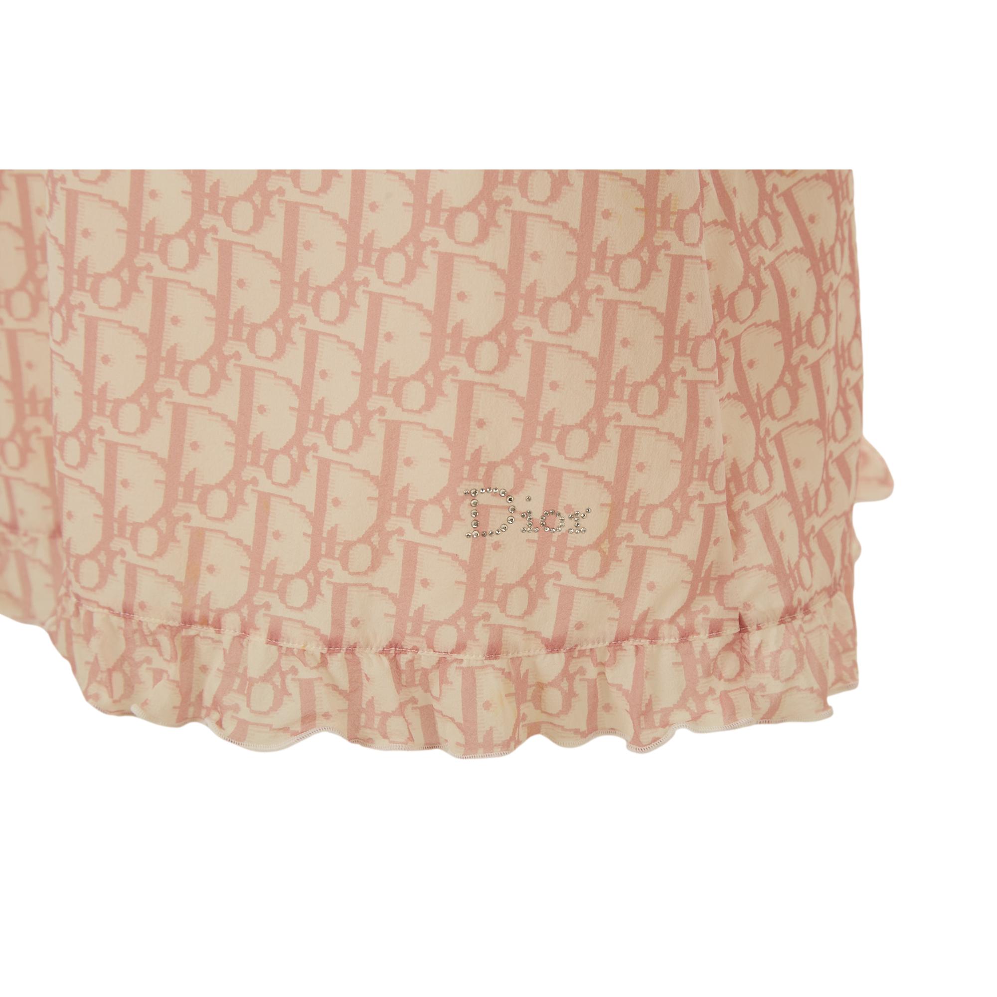 Dior Pink Rhinestone Logo Slip Dress