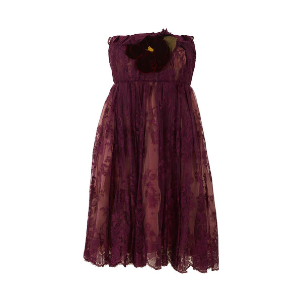 fitted lace wedding dress Dolce & Gabbana Purple Lace Floral Dress – Treasures of NYC