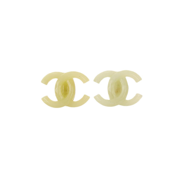 Chanel Green Logo Earrings