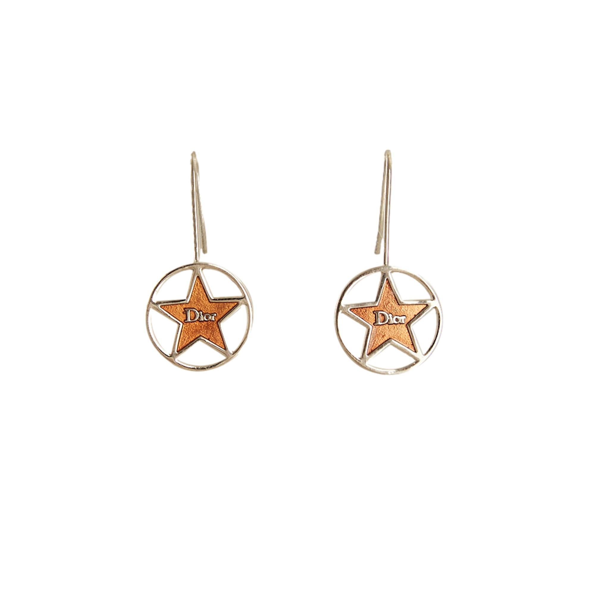 Dior Silver Star Logo Earrings