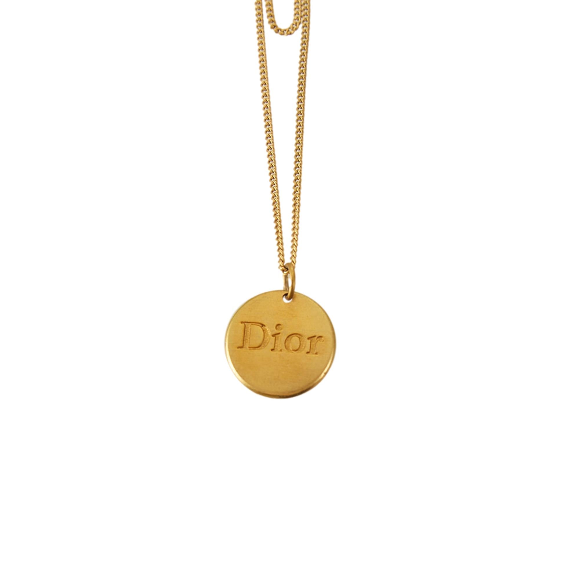 Dior Gold Double Chain Logo Necklace