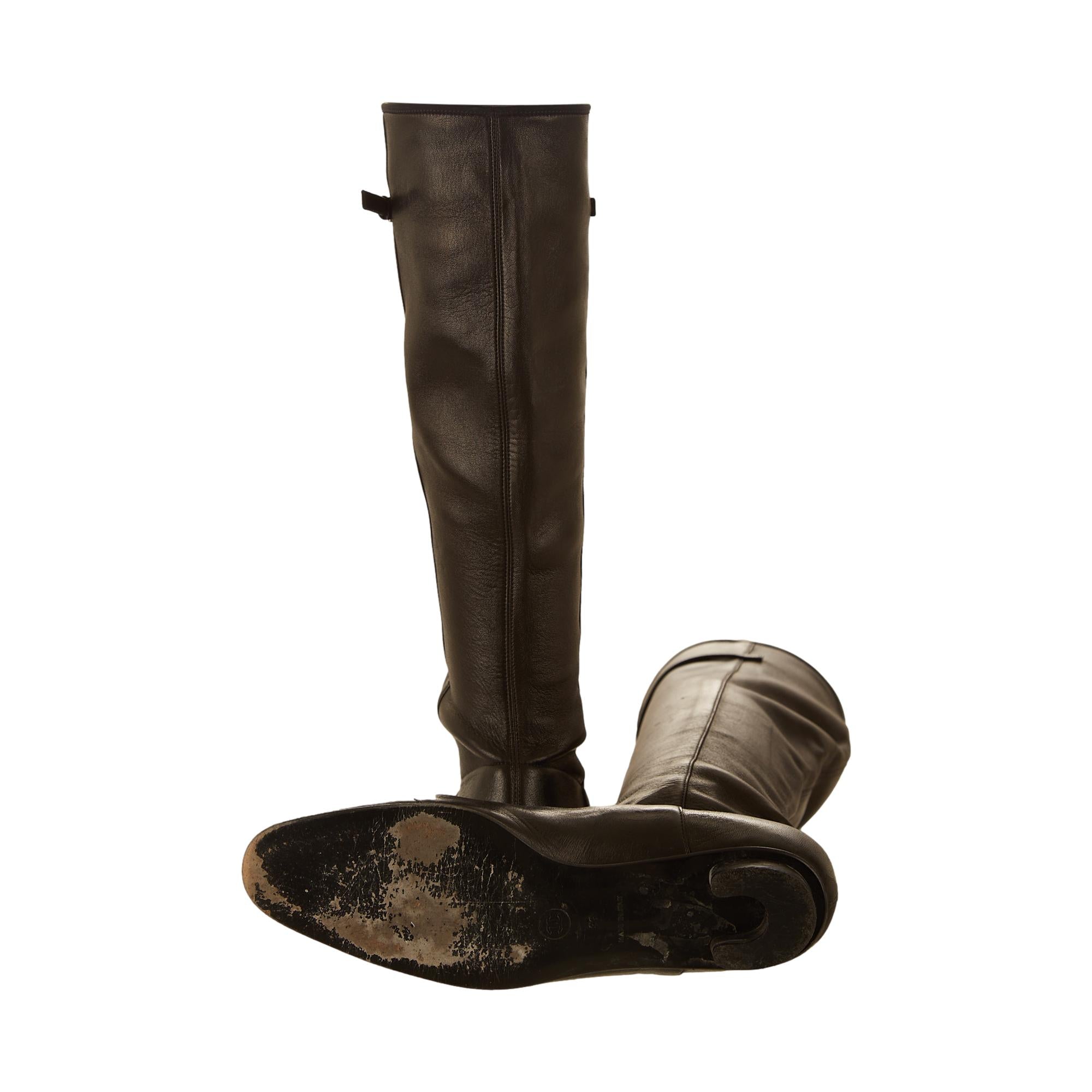 Treasures of NYC - Chanel Black Logo Tall Boots