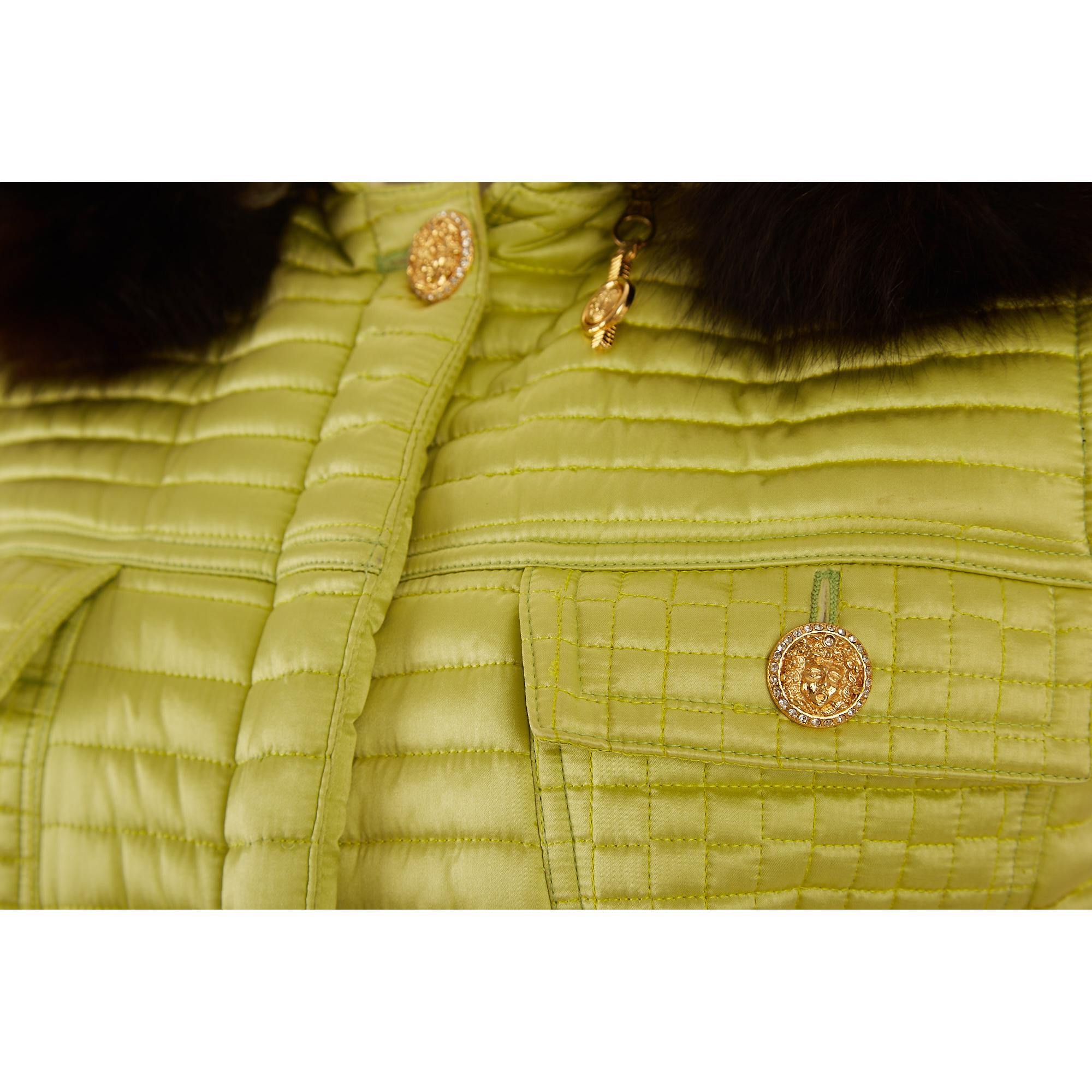 Versace Green Hooded Puffer Vest