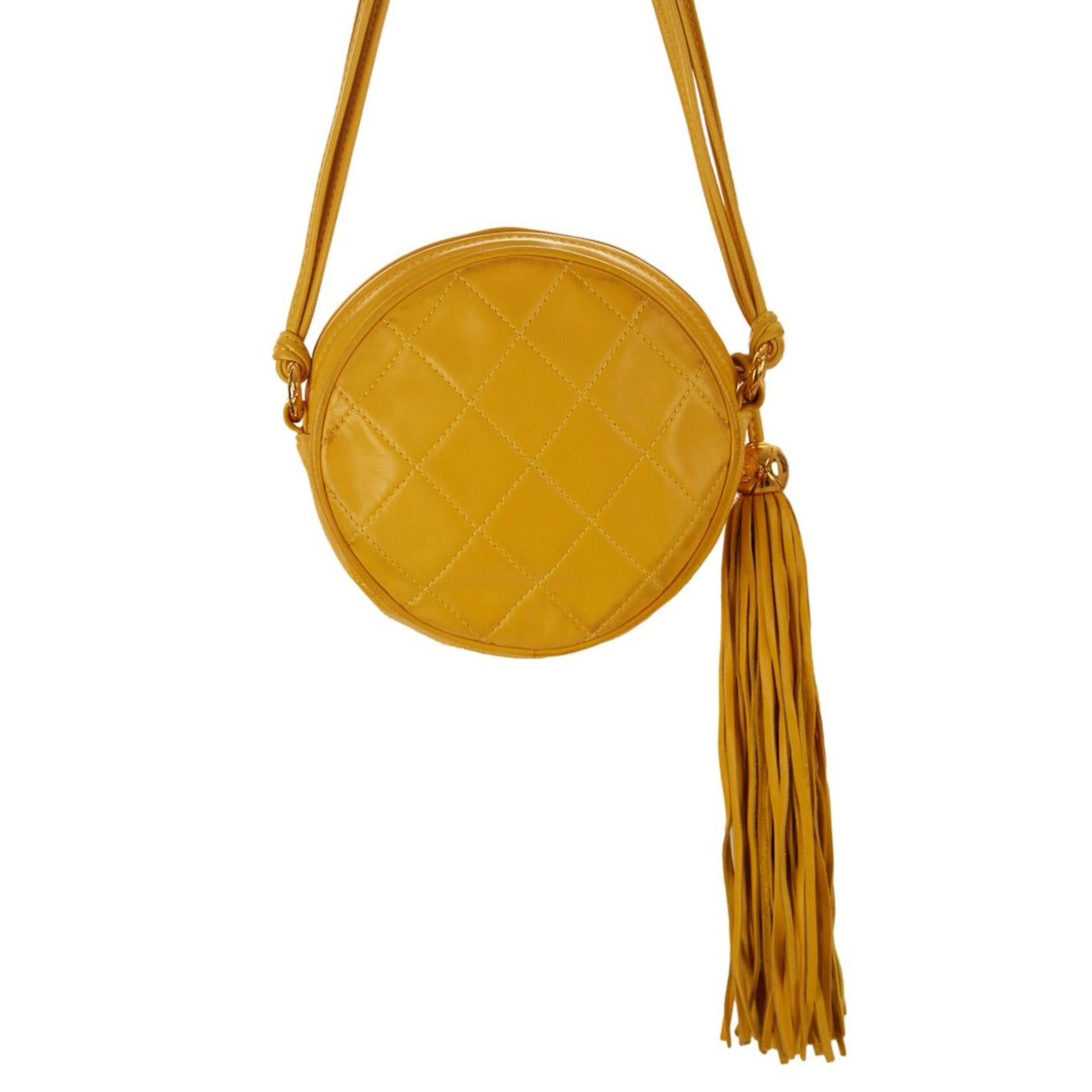 Chanel Yellow Mini Round Tassel Shoulder Bag