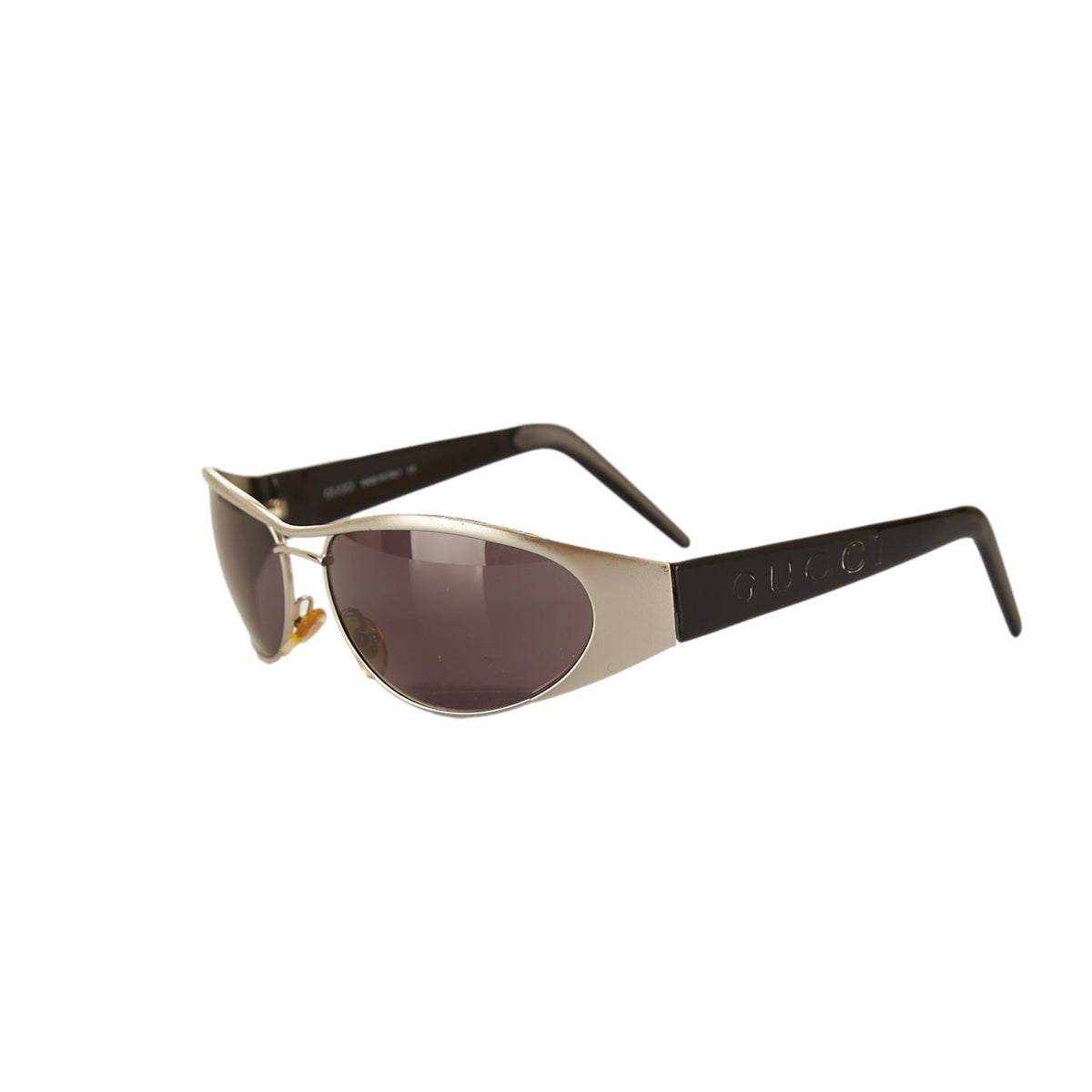 Gucci Shield-Frame Metal Sunglasses Silver Unisex-Adult Gucci Sunglasses Made in Italy Gradient Lenses Wrap Shield  main image 2