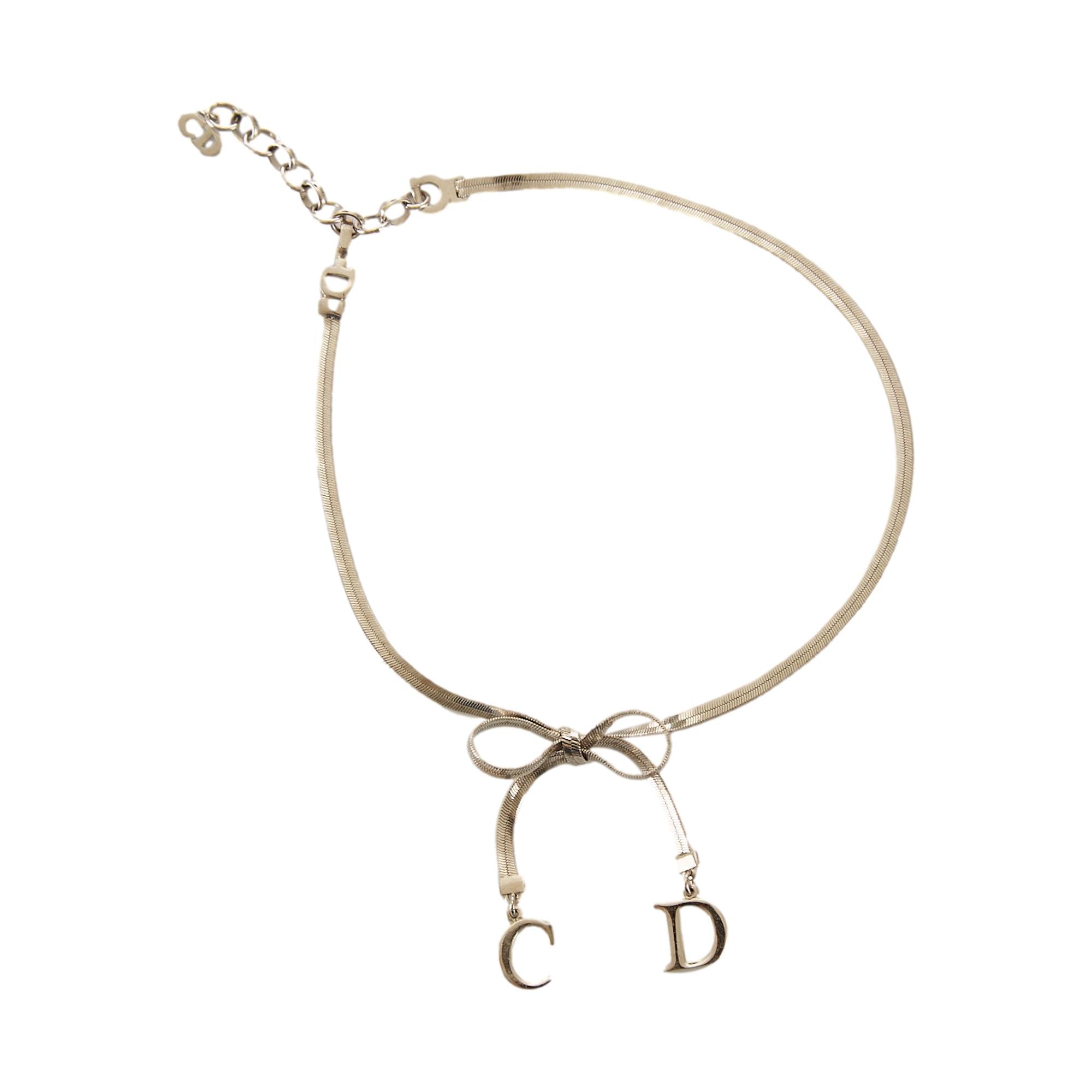 Dior Silver 'CD' Bow Choker