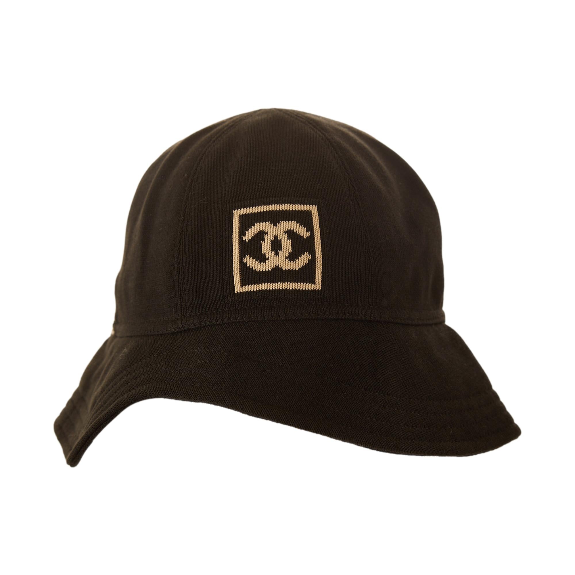 Chanel Black Logo Knit Bucket Hat