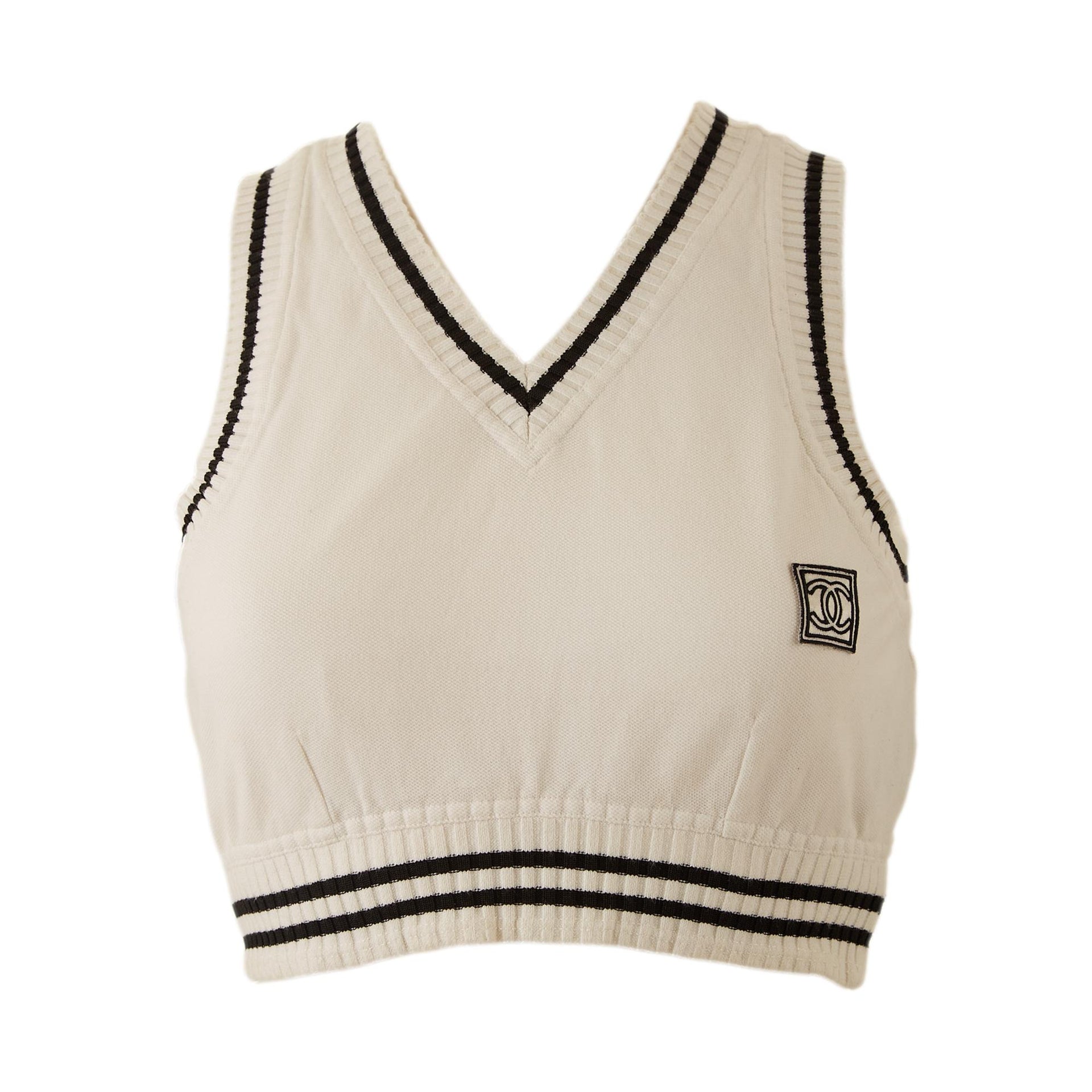 Chanel 2022 Logo Crop Top - White Tops, Clothing - CHA798514