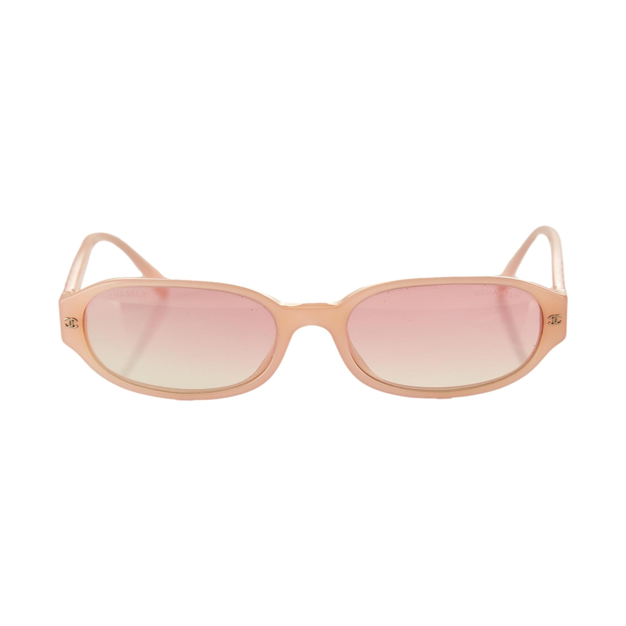 Chanel Pink Rhinestone Logo Mini Sunglasses