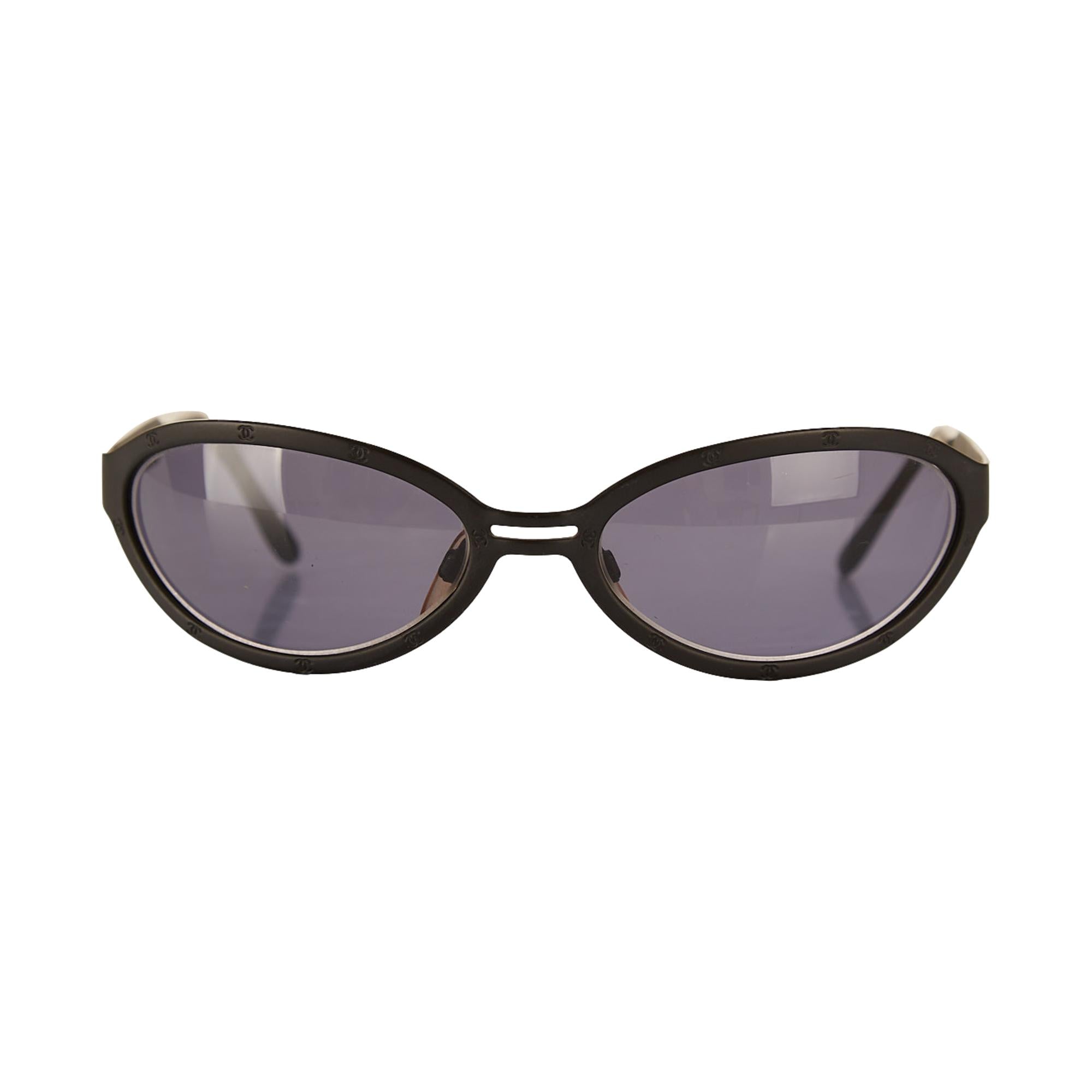 Chanel Black All Over Logo Micro Sunglasses