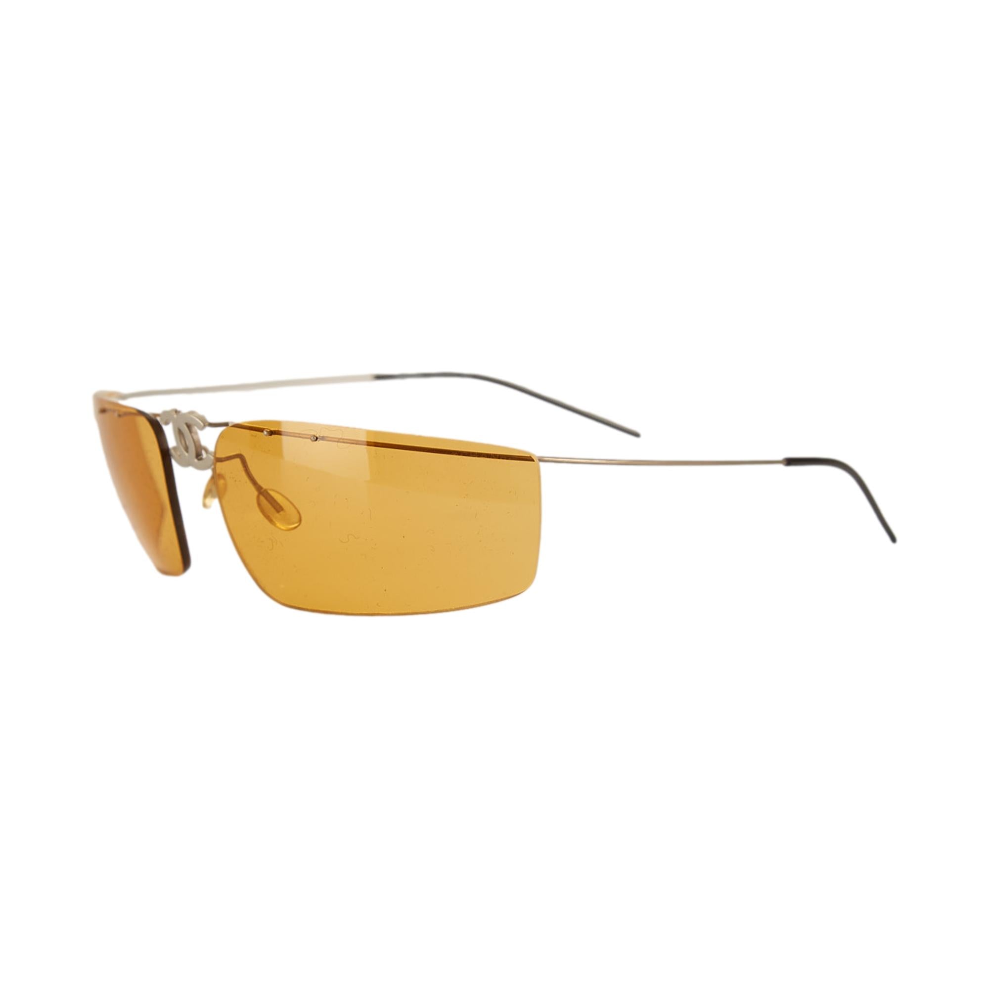 Chanel Yellow Logo Folding Sunglasses