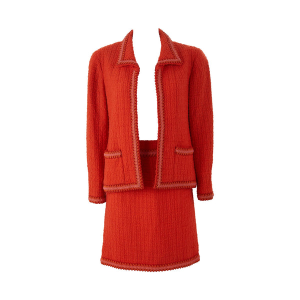Chanel Orange Tweed Skirt Set