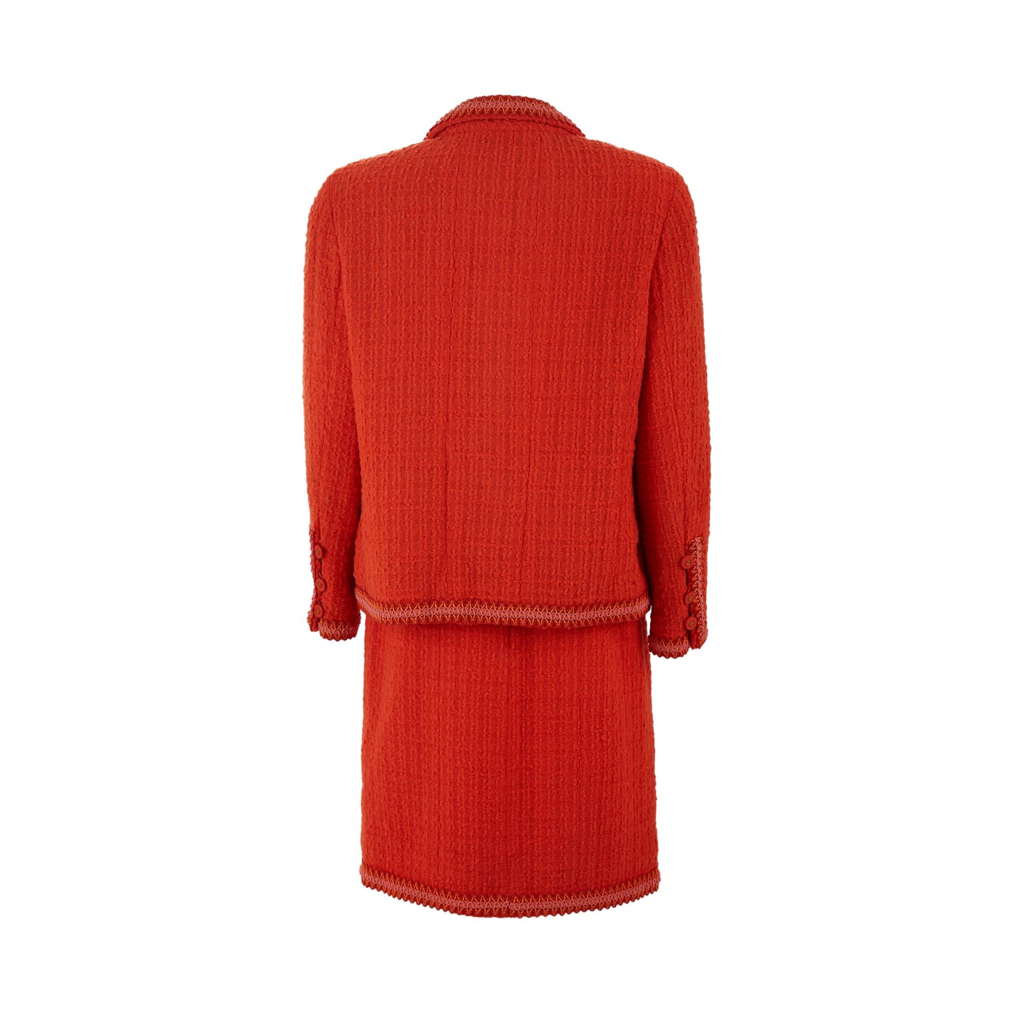 Chanel Orange Tweed Skirt Set