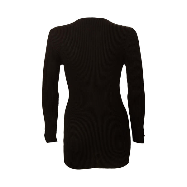 Chanel Black Ribbed Button Long Cardigan