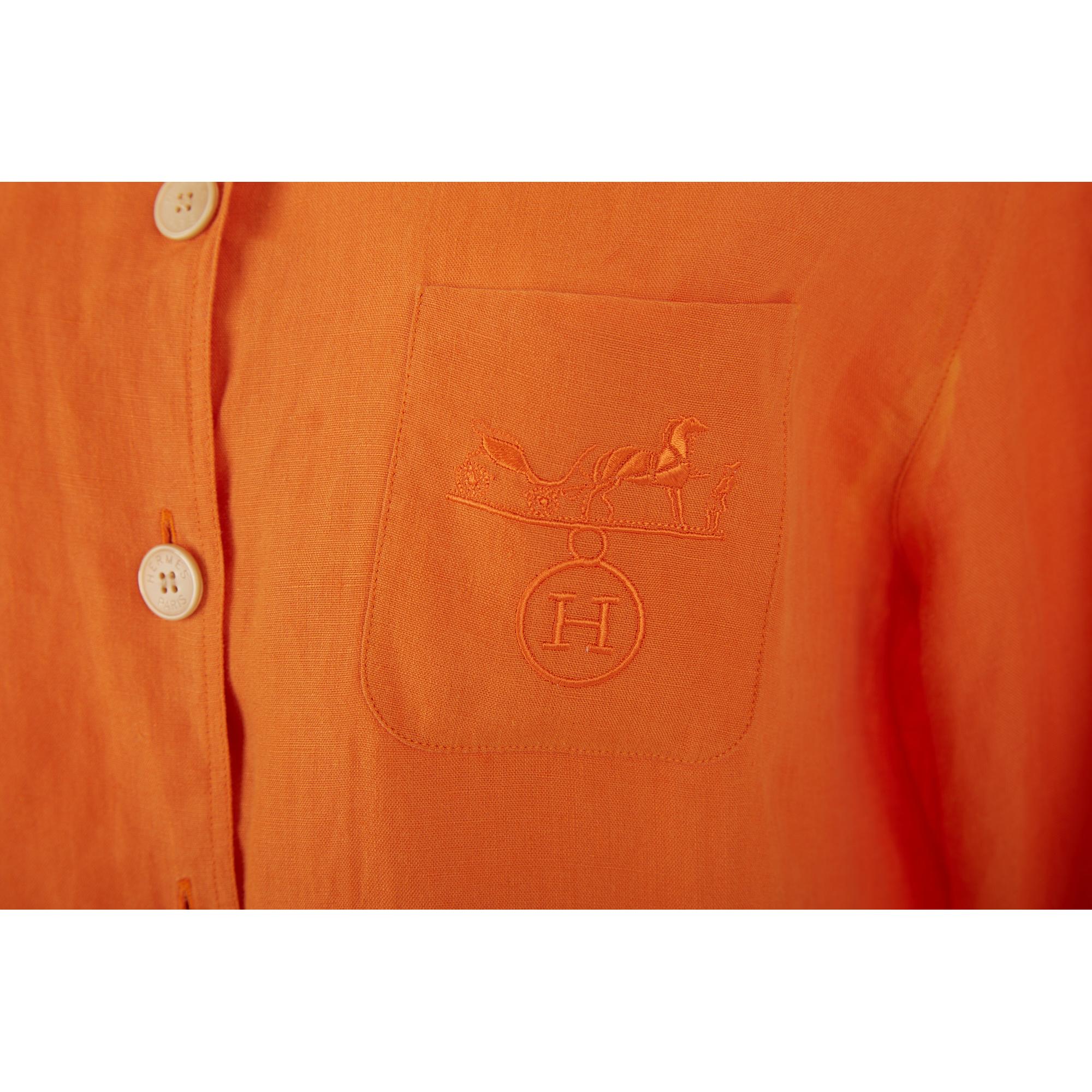 Hermes Orange Button Down