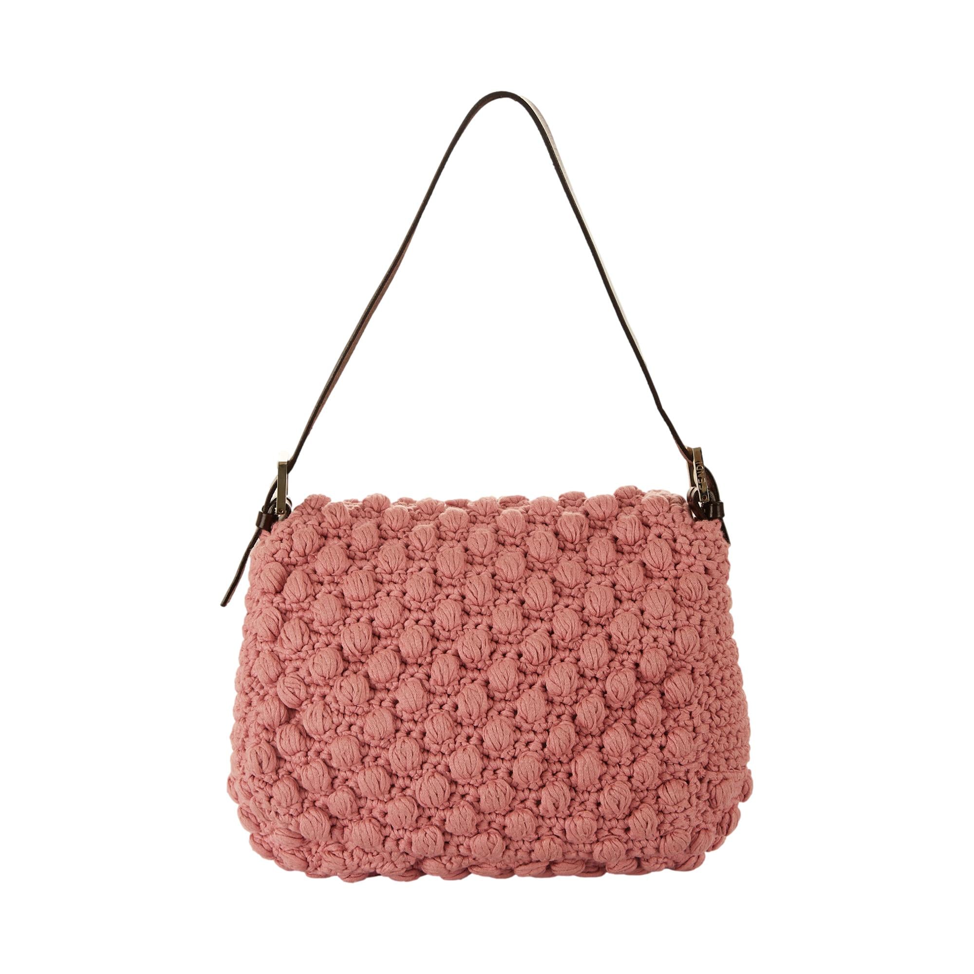 Fendi Pink Crochet Mama Baguette