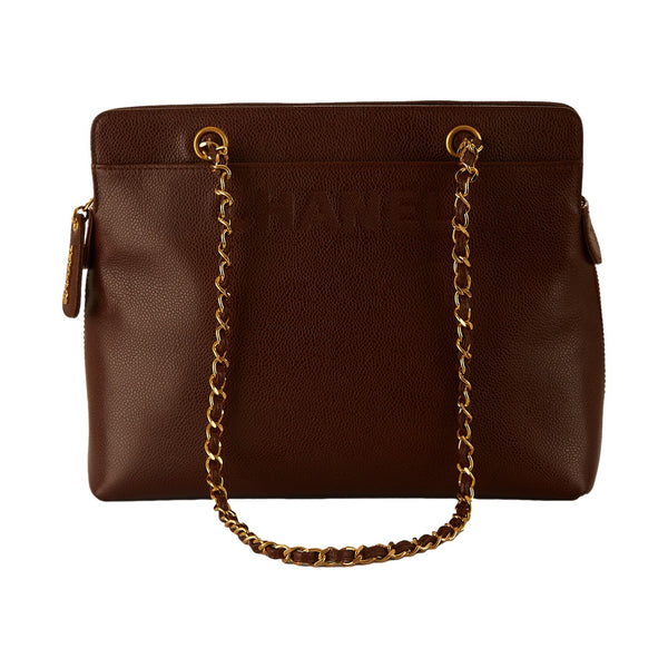 Chanel Brown Logo Chain Shoulder Bag