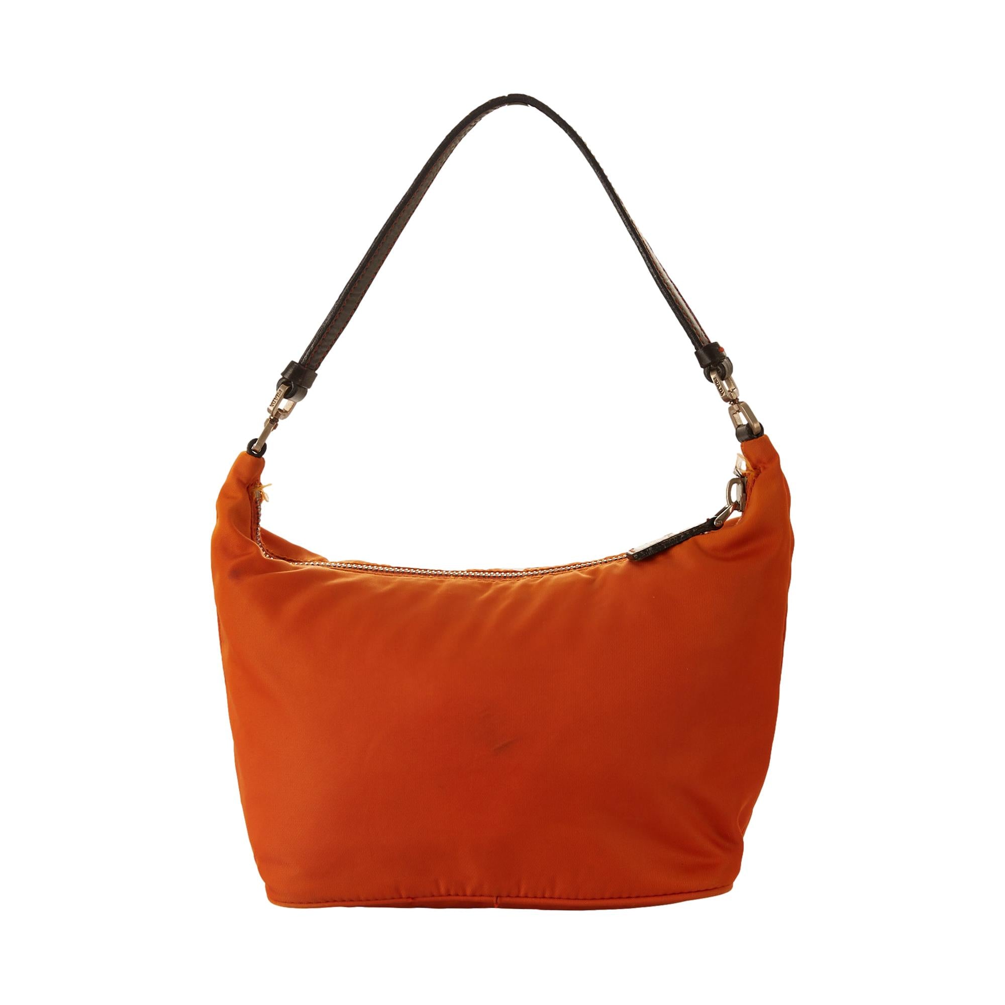 Prada Orange Nylon Shoulder Bag Treasures of NYC