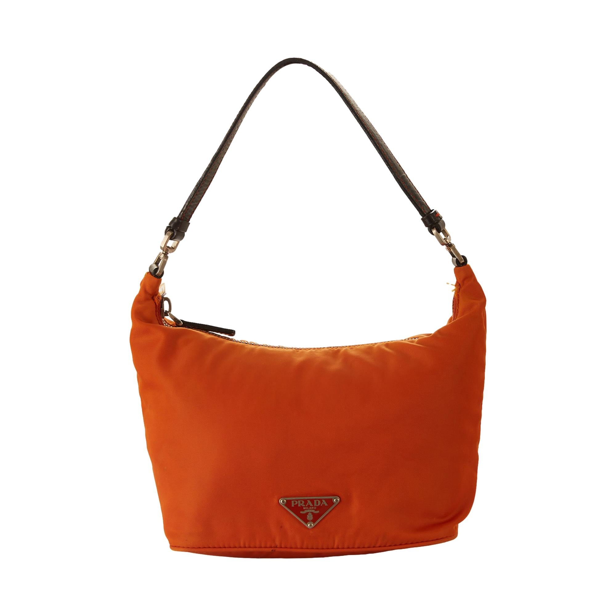 Prada Orange Nylon Shoulder Bag