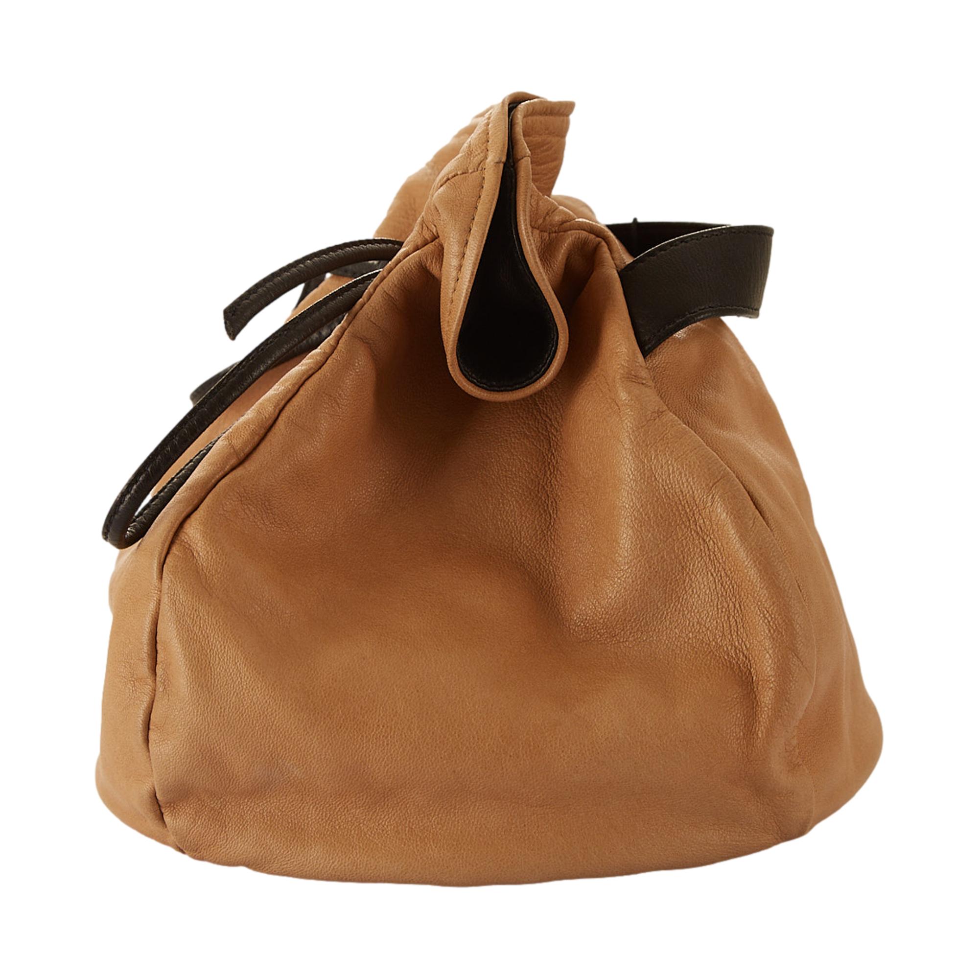 Chanel Beige Logo Round Clutch Bag