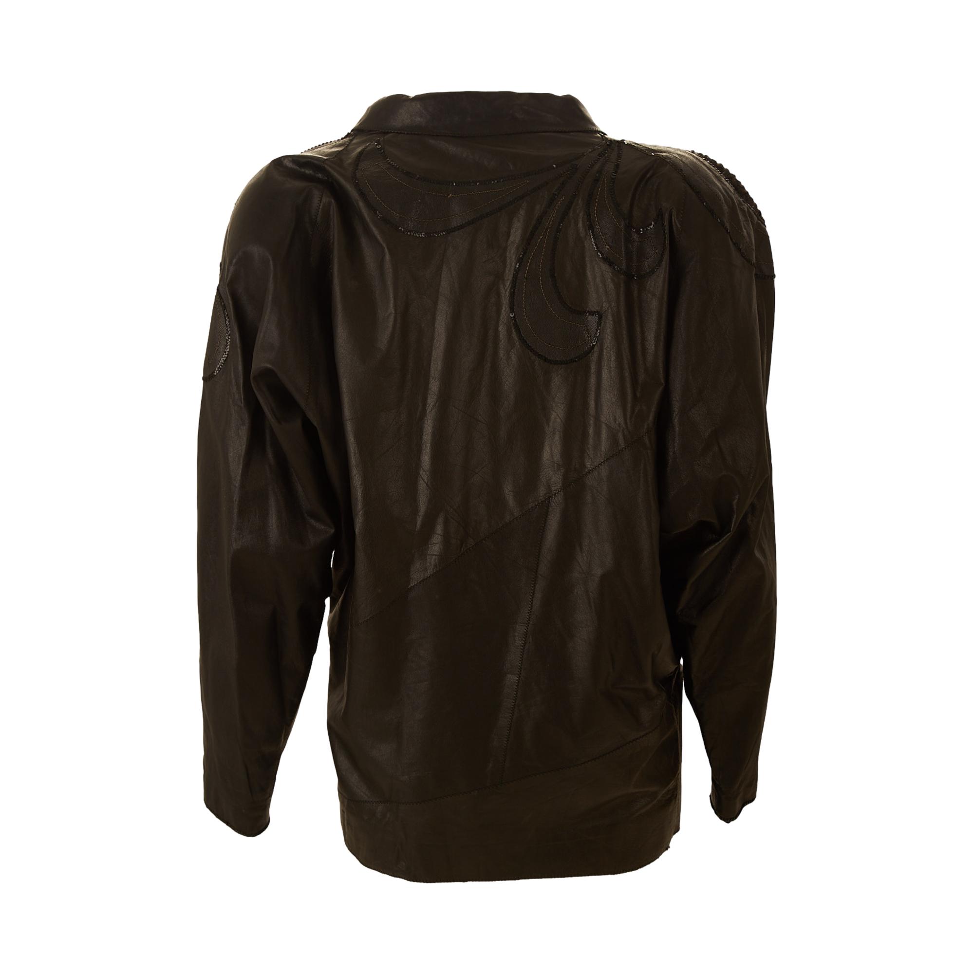 Roberto Cavalli Black Sequin Leather Jacket