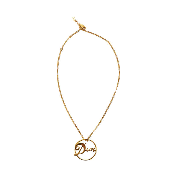 Dior Gold Circle Logo Necklace