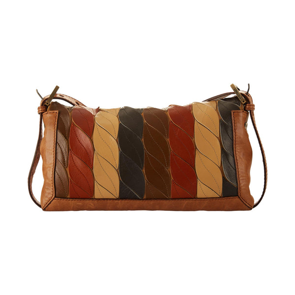 Fendi Brown Leather Patchwork Crossbody Baguette