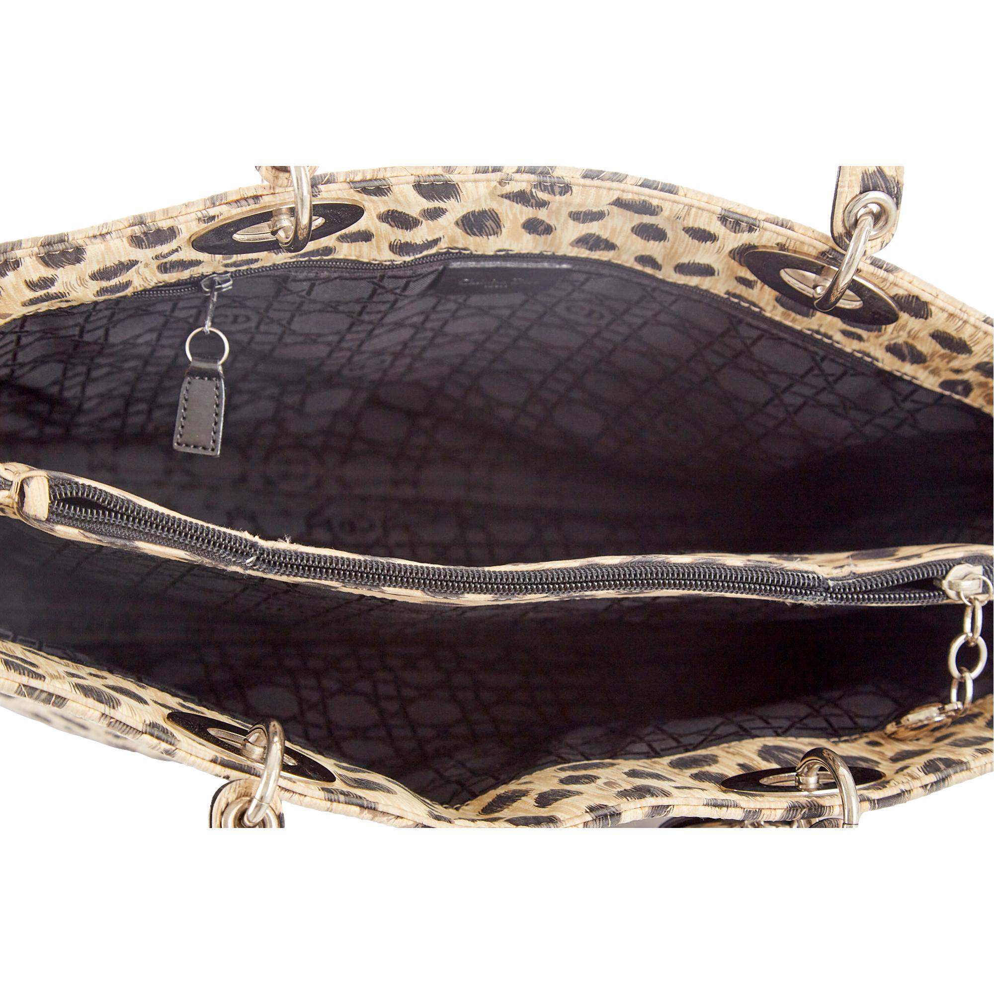 Dior Leopard Print Cannage Shoulder Bag