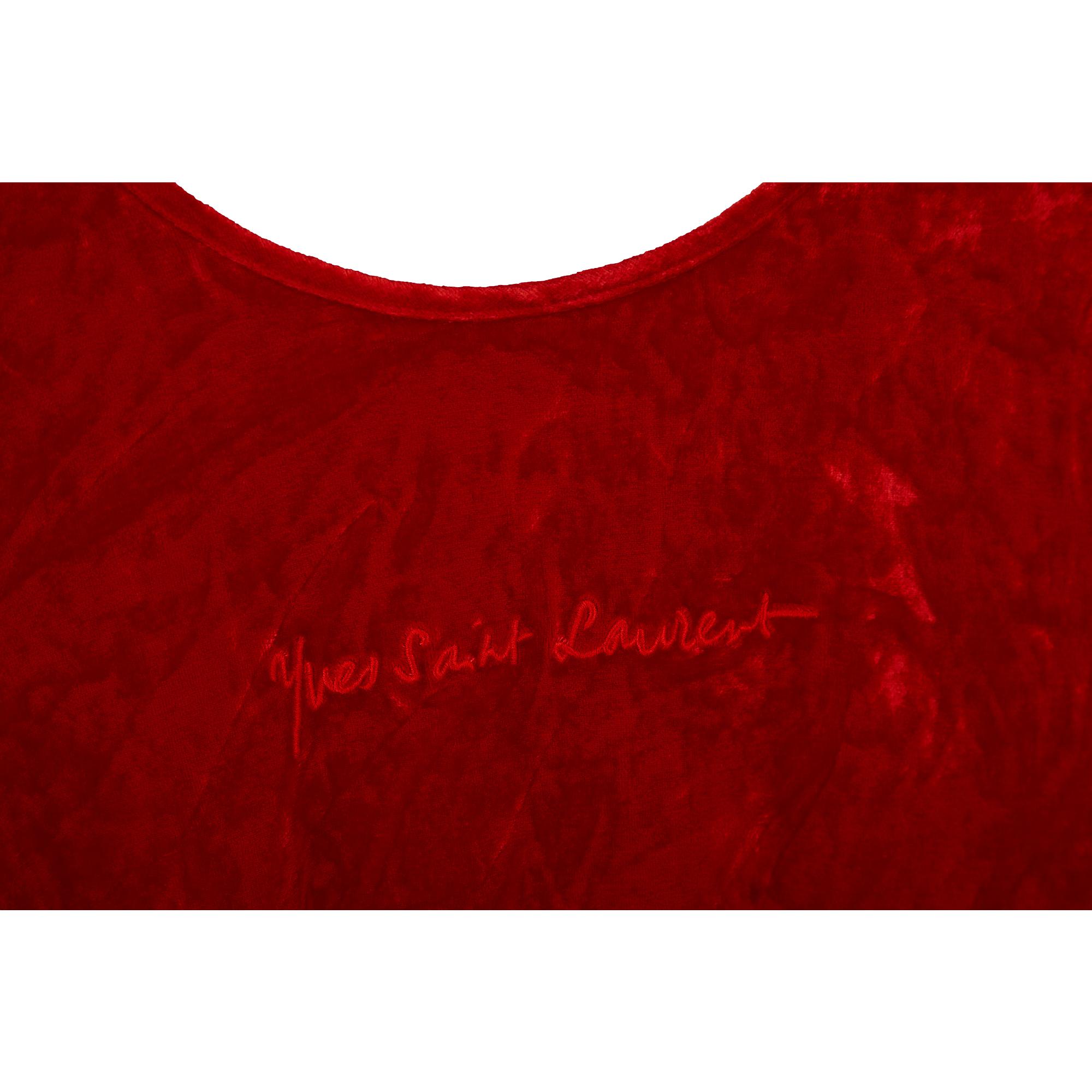 YSL Red Velvet Logo Long Sleeve Top