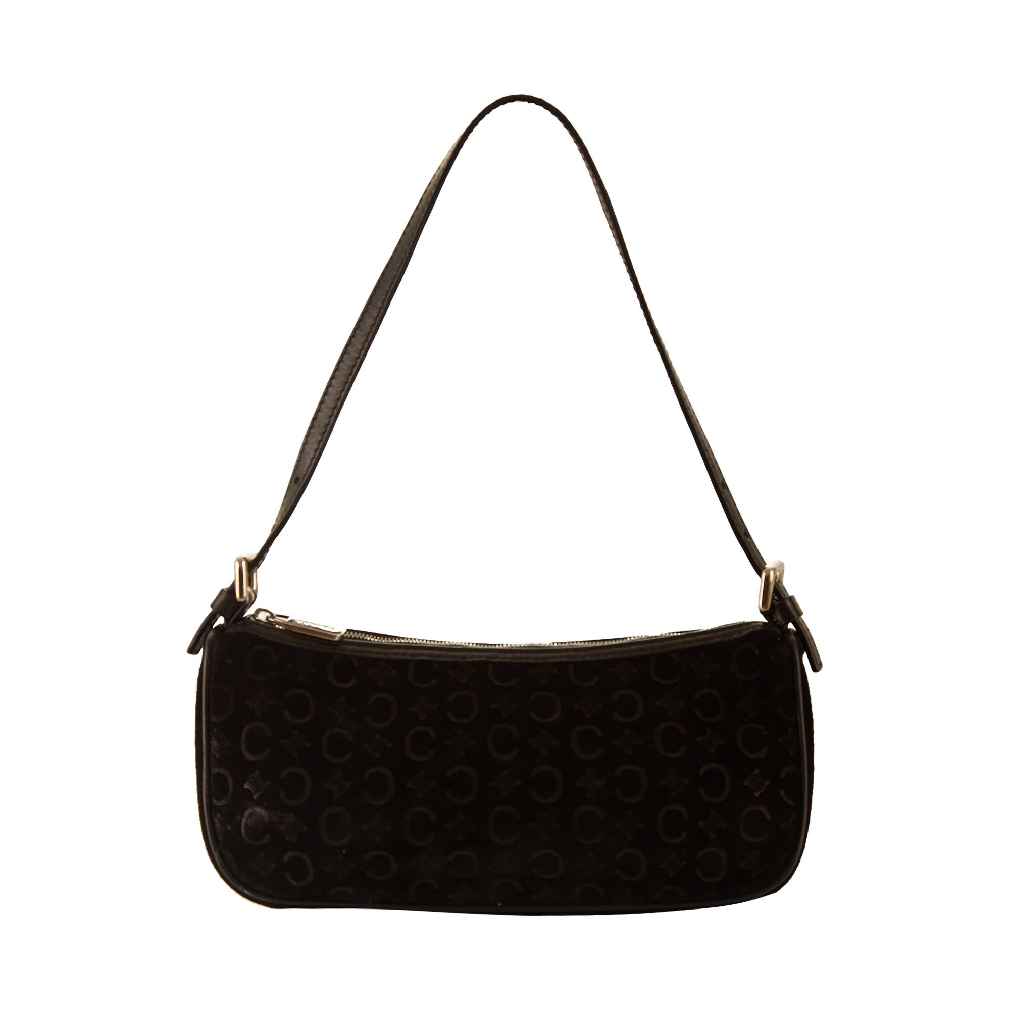 Celine Black Logo Suede Shoulder Bag – Treasures of NYC
