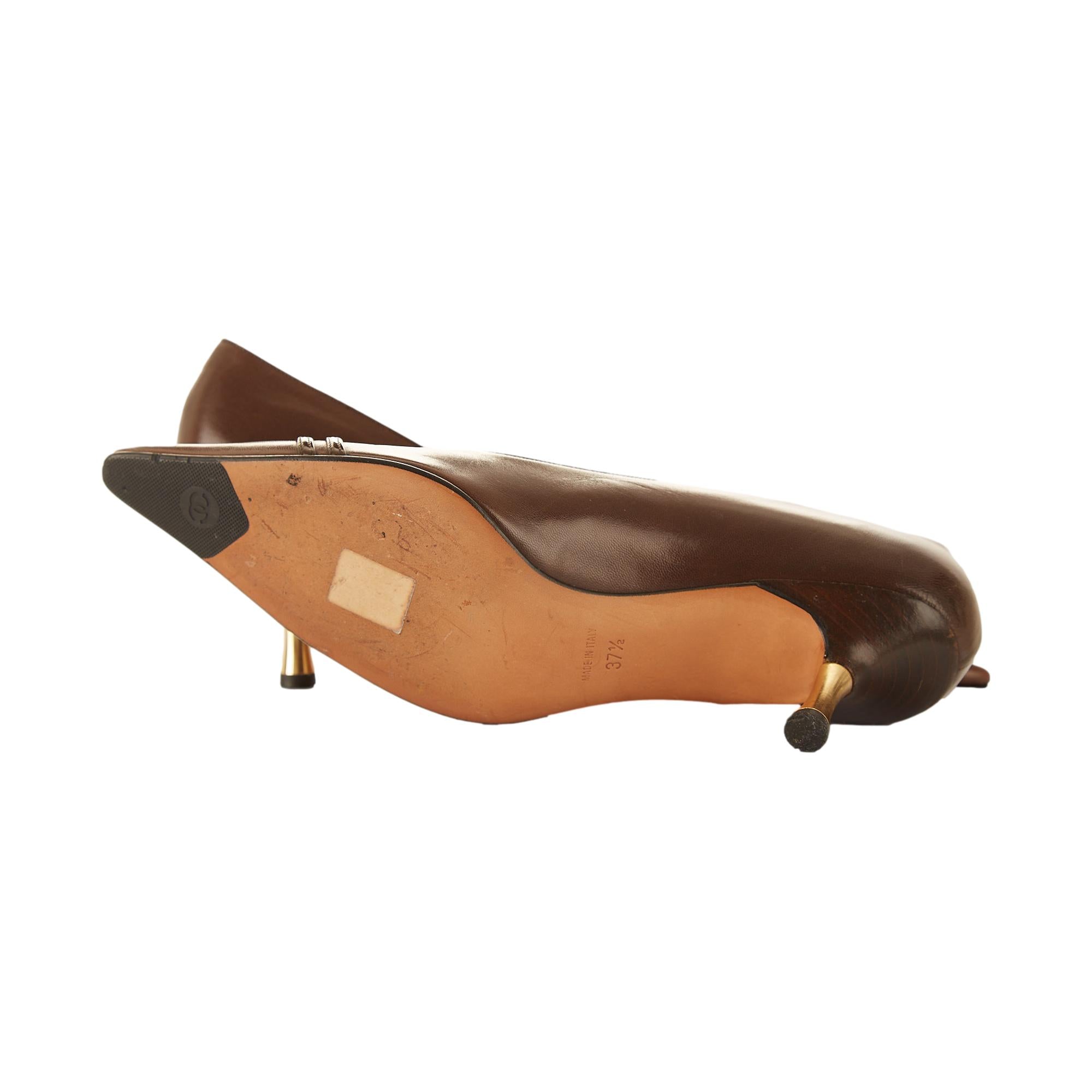 Chanel Brown Leather Logo Heels – Treasures of NYC