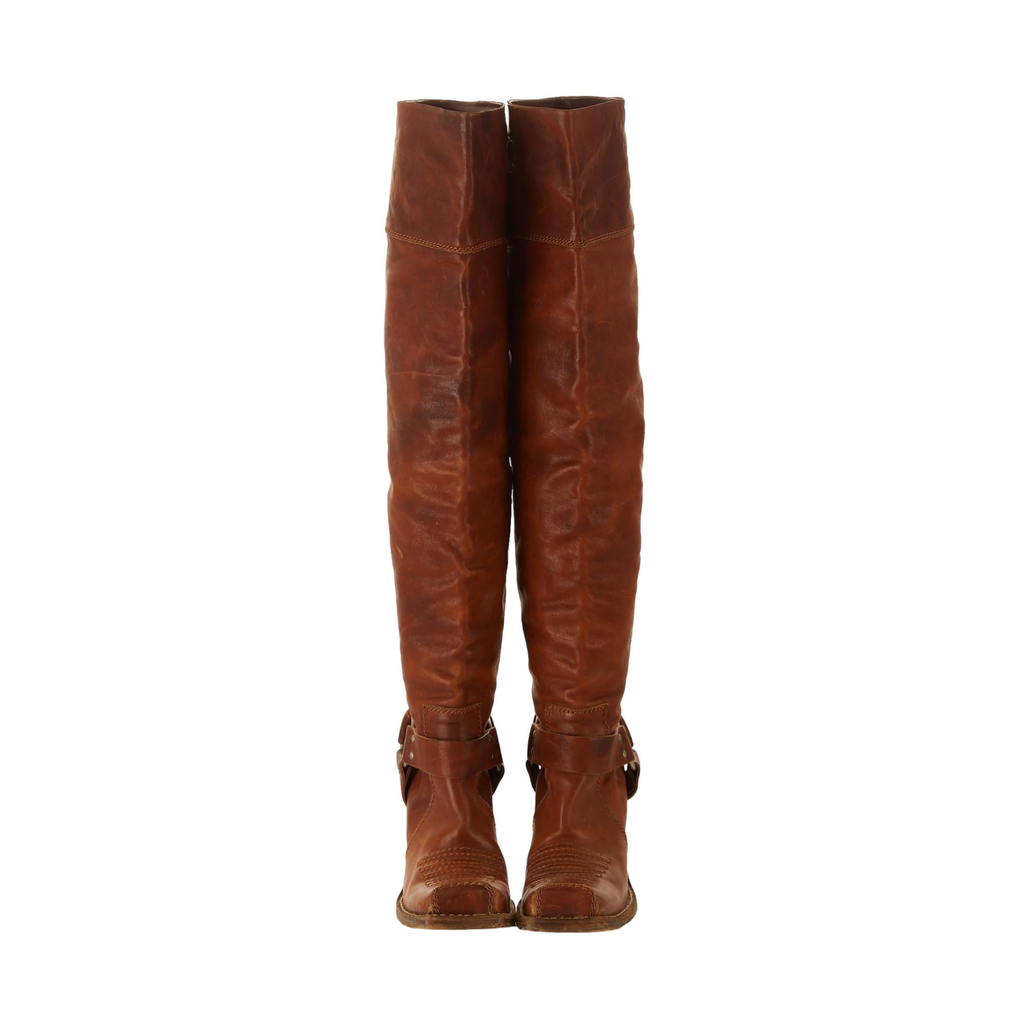 Dior Brown Over Knee Western Boots