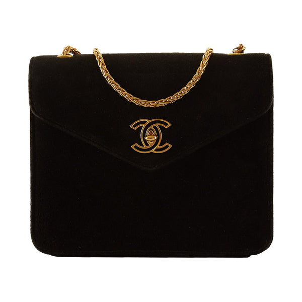 Chanel Black Suede Chain Shoulder Bag