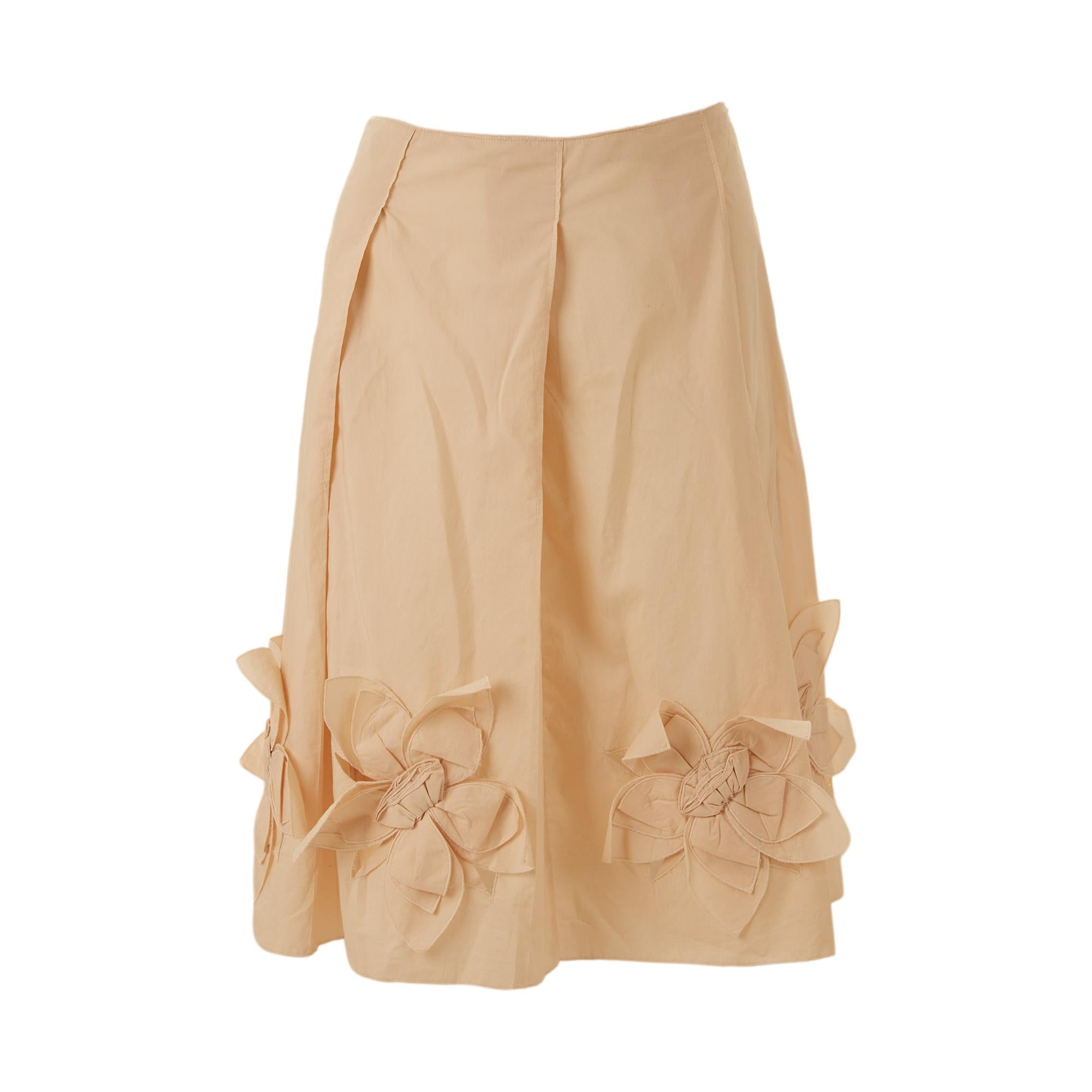 Prada Beige Floral Pleated Skirt