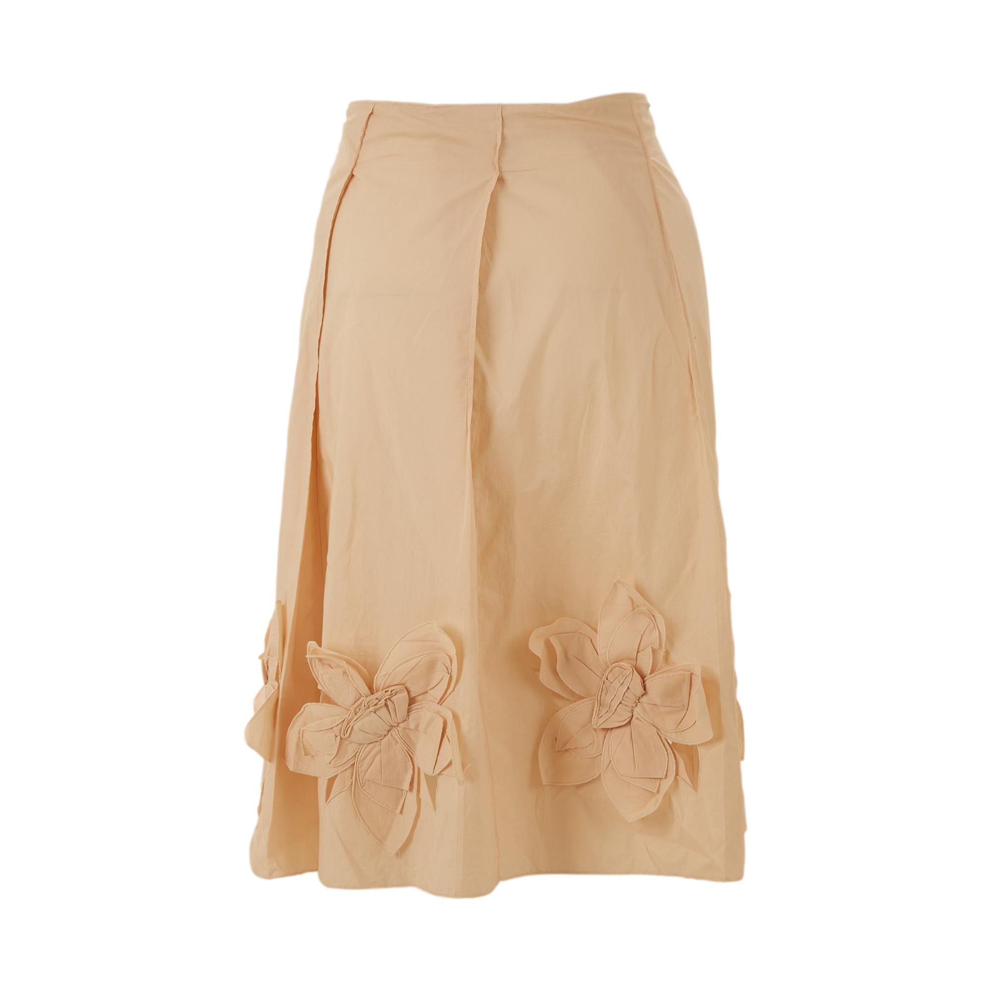Prada Beige Floral Pleated Skirt