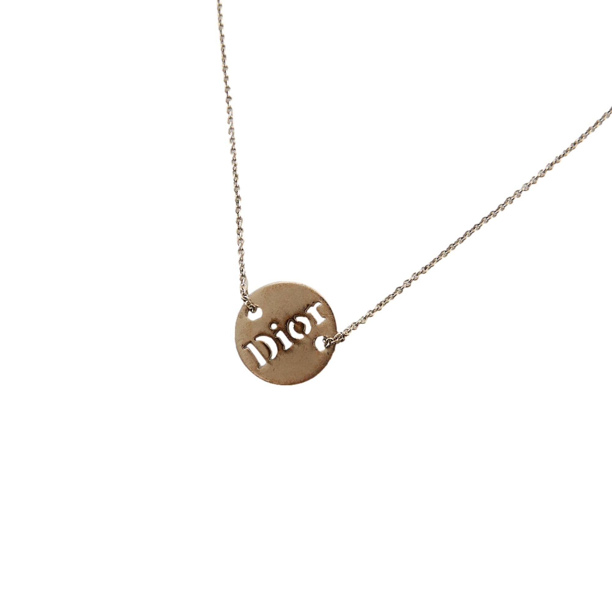 Dior Silver Logo Plaque Necklace – Treasures of NYC