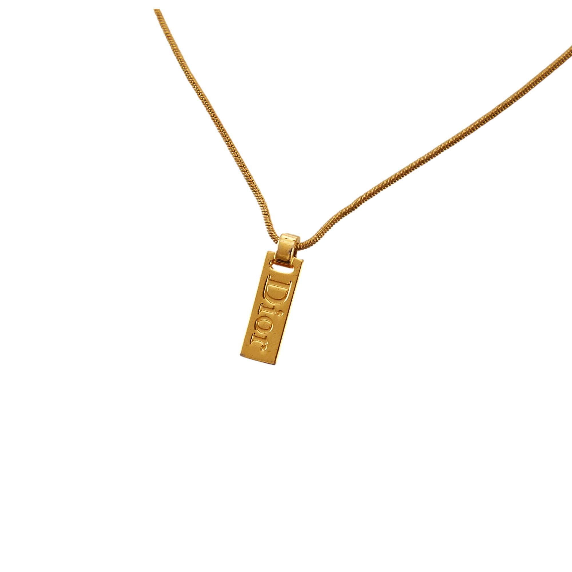 Dior Gold Logo Plaque Necklace