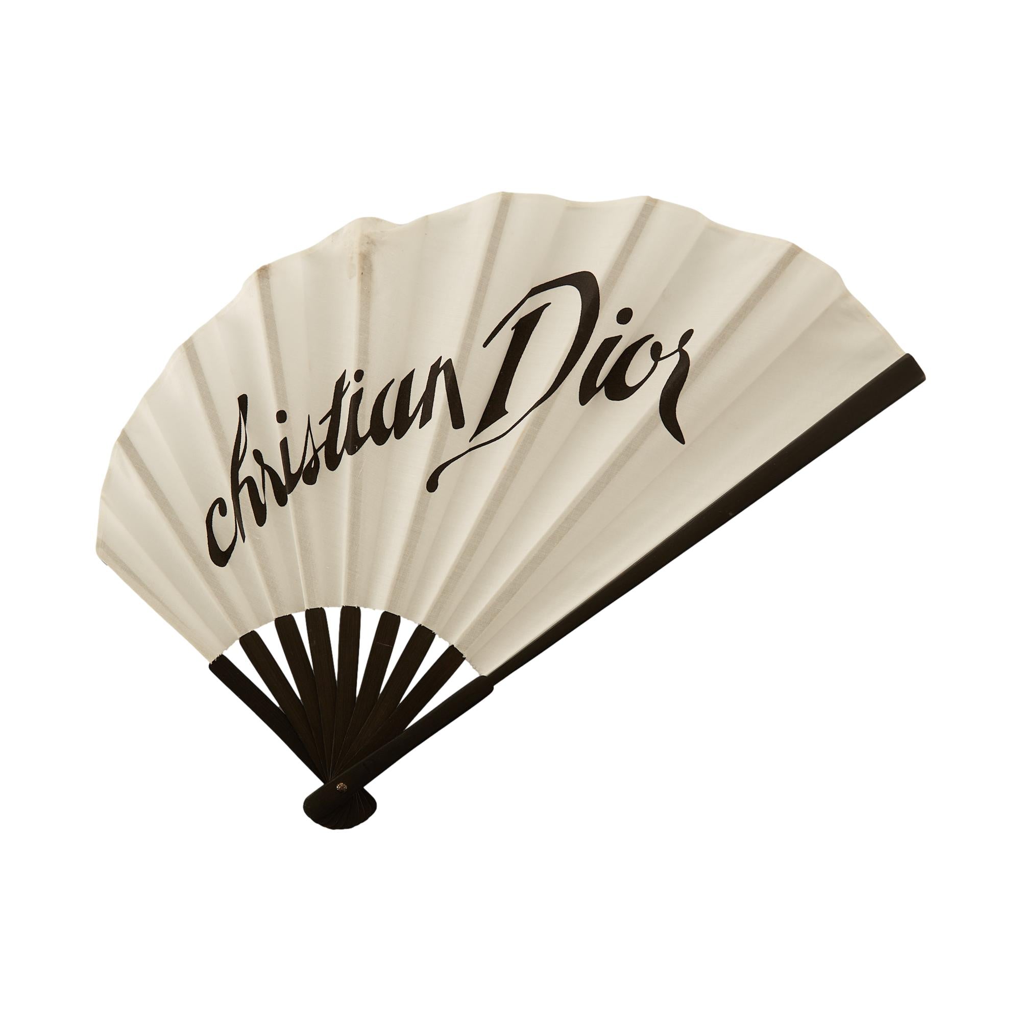 Dior White Logo Wooden Fan
