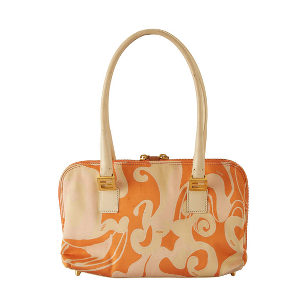 Fendi Orange Print Logo Bag